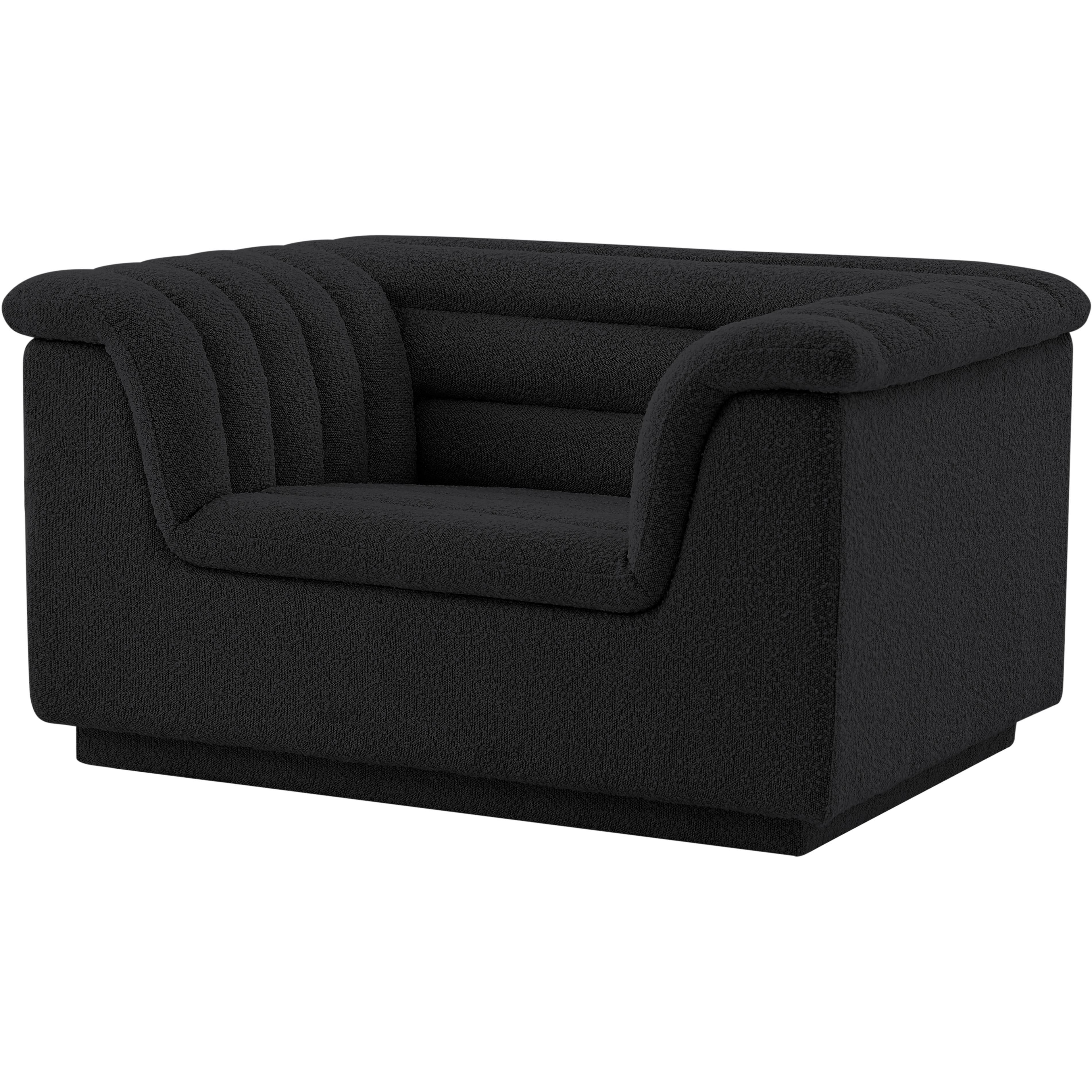 Meridian Cascade Black Boucle Fabric Chair