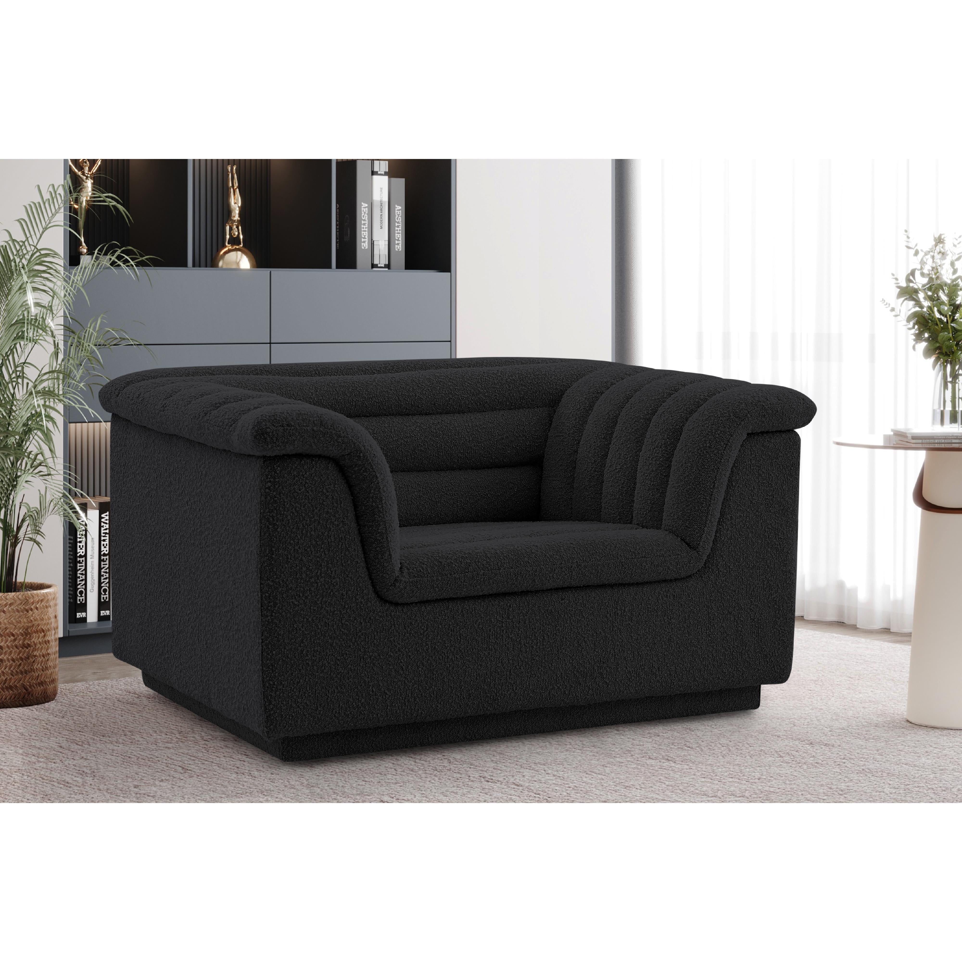 Meridian Cascade Black Boucle Fabric Chair