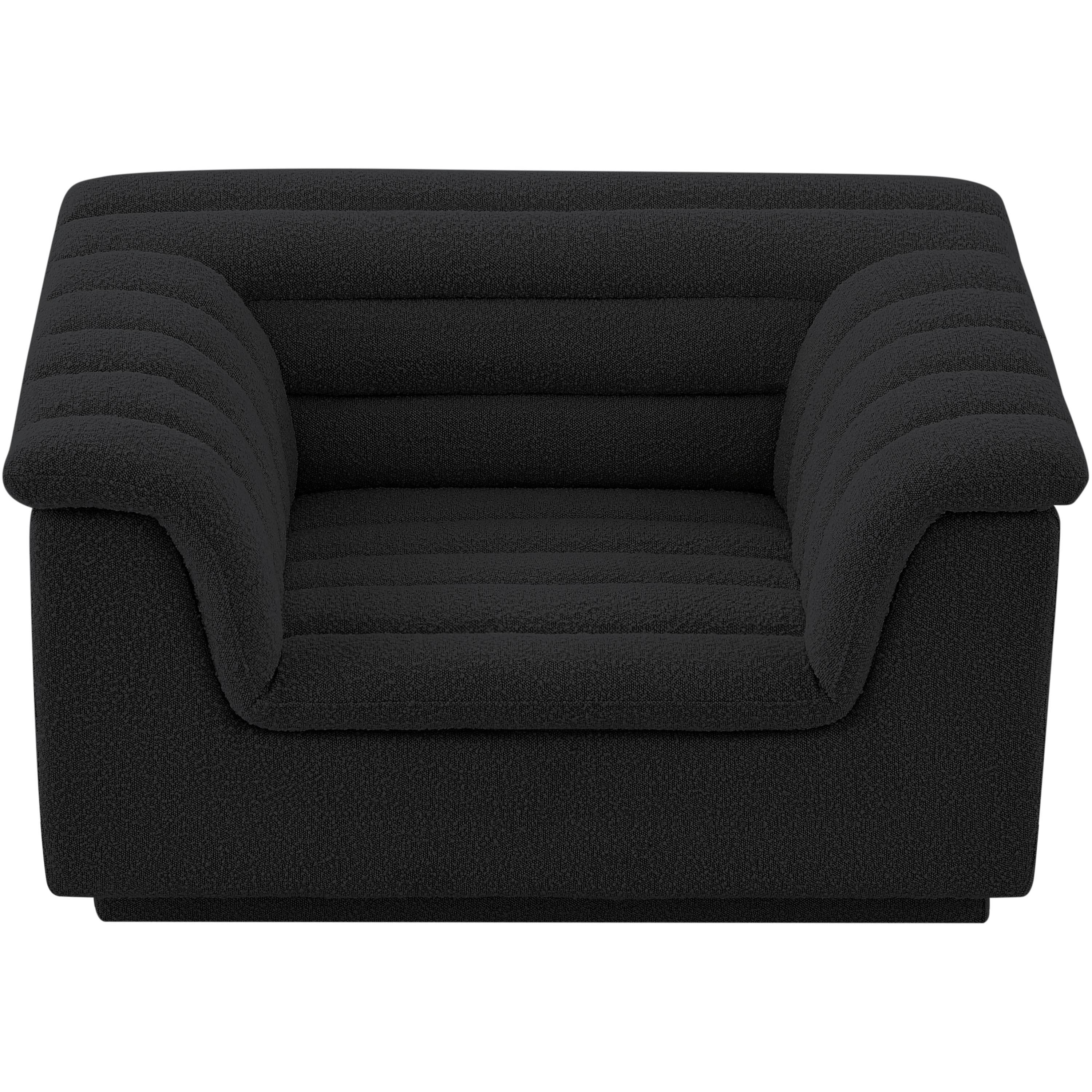 Meridian Cascade Black Boucle Fabric Chair