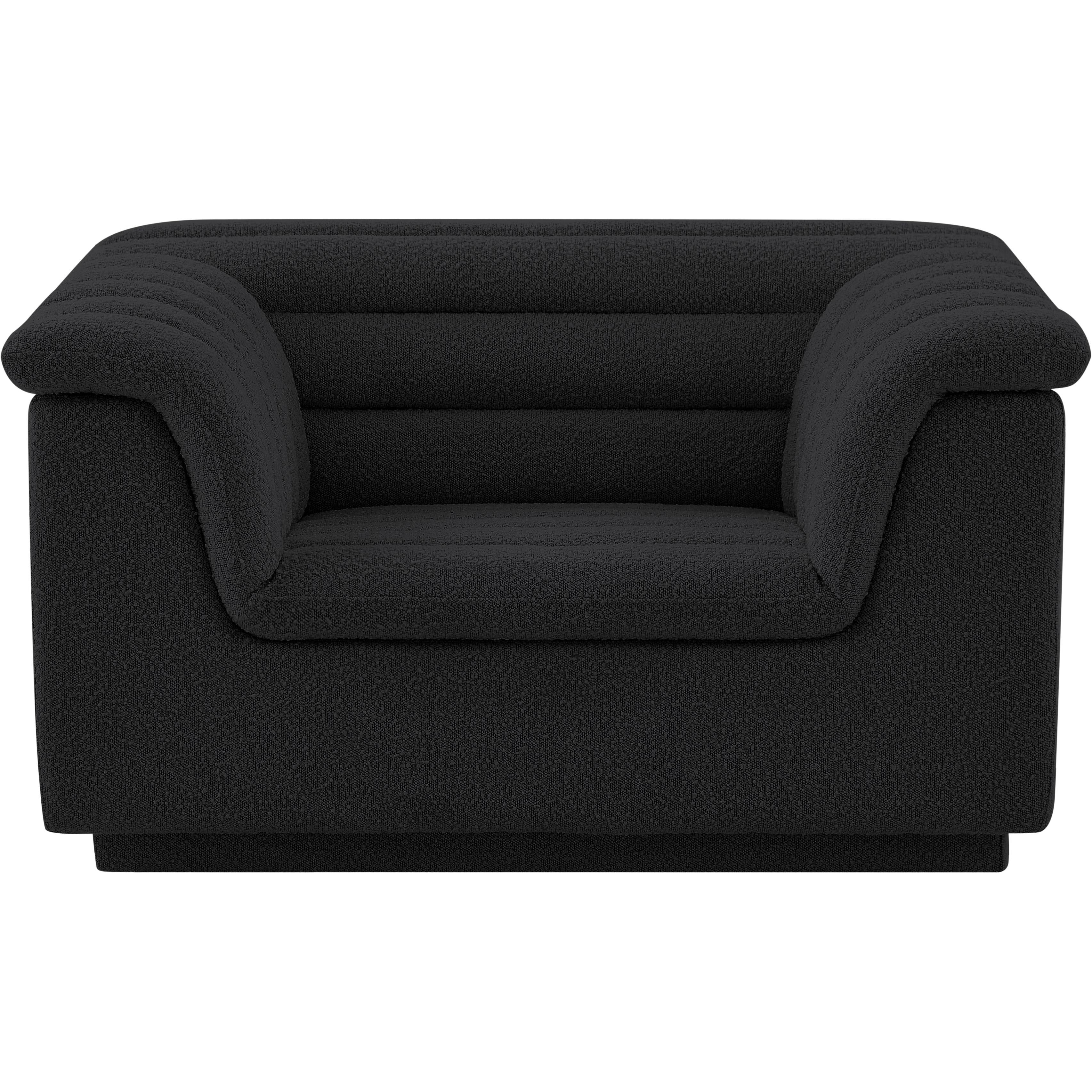 Meridian Cascade Black Boucle Fabric Chair