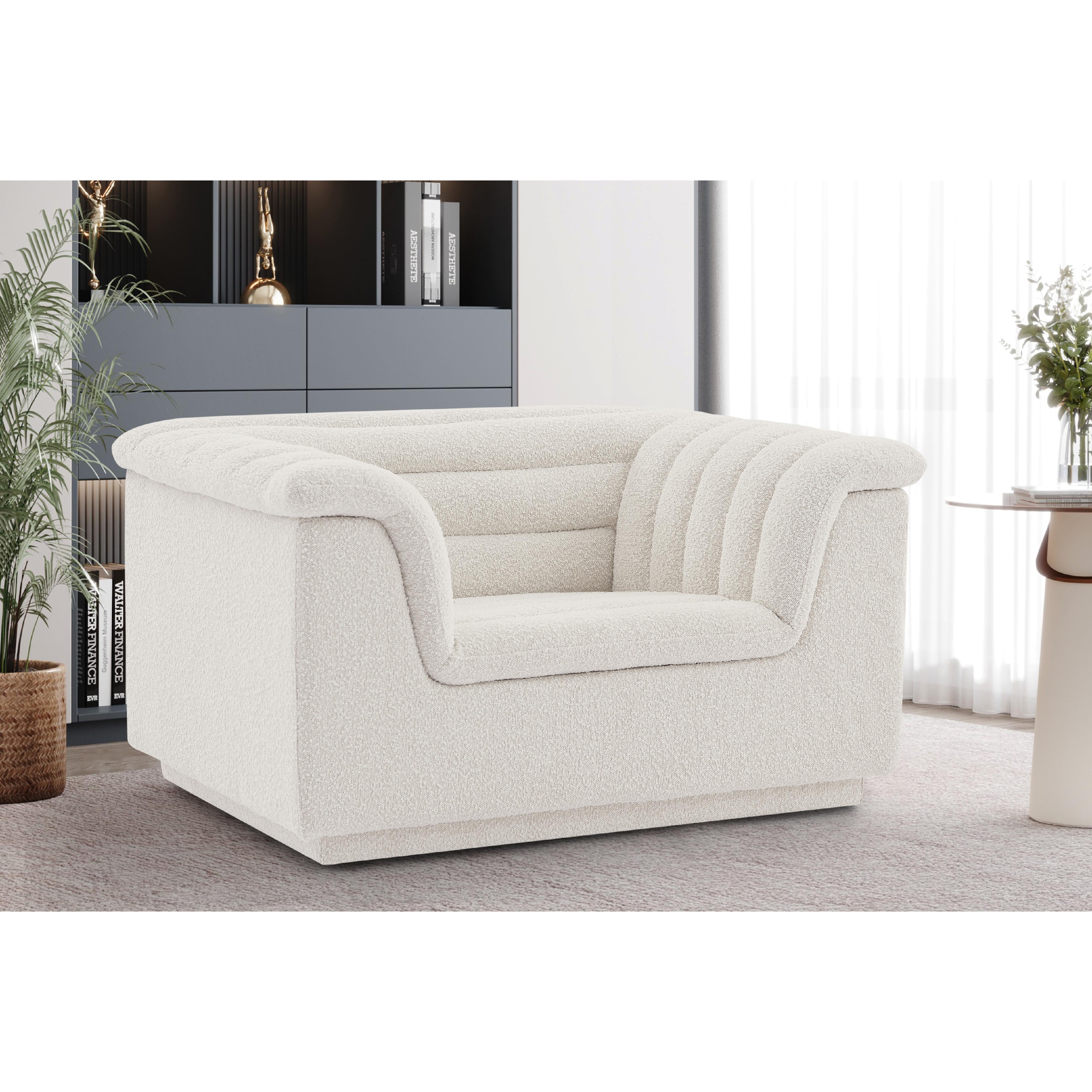 Meridian Cascade Cream Boucle Fabric Chair