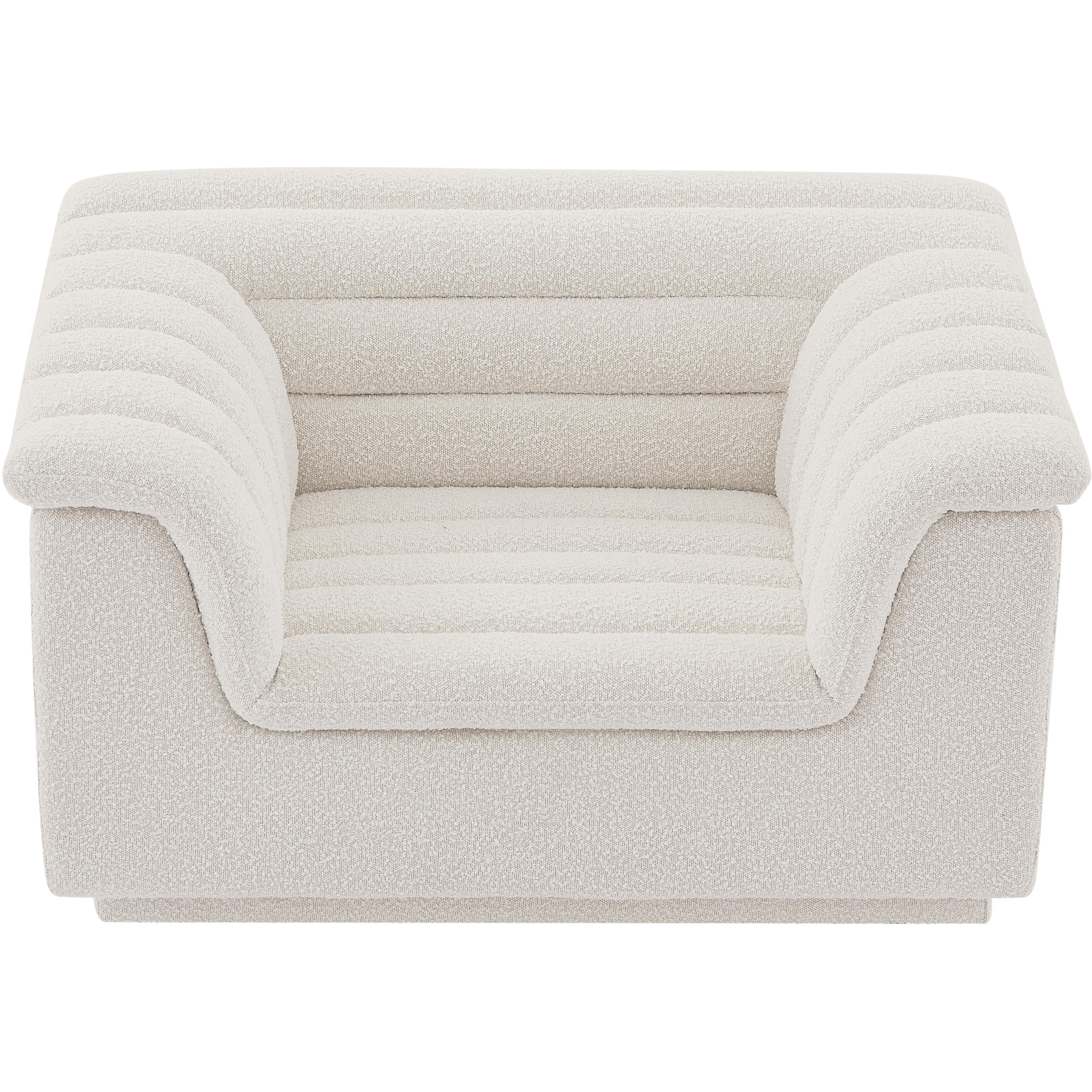 Meridian Cascade Cream Boucle Fabric Chair