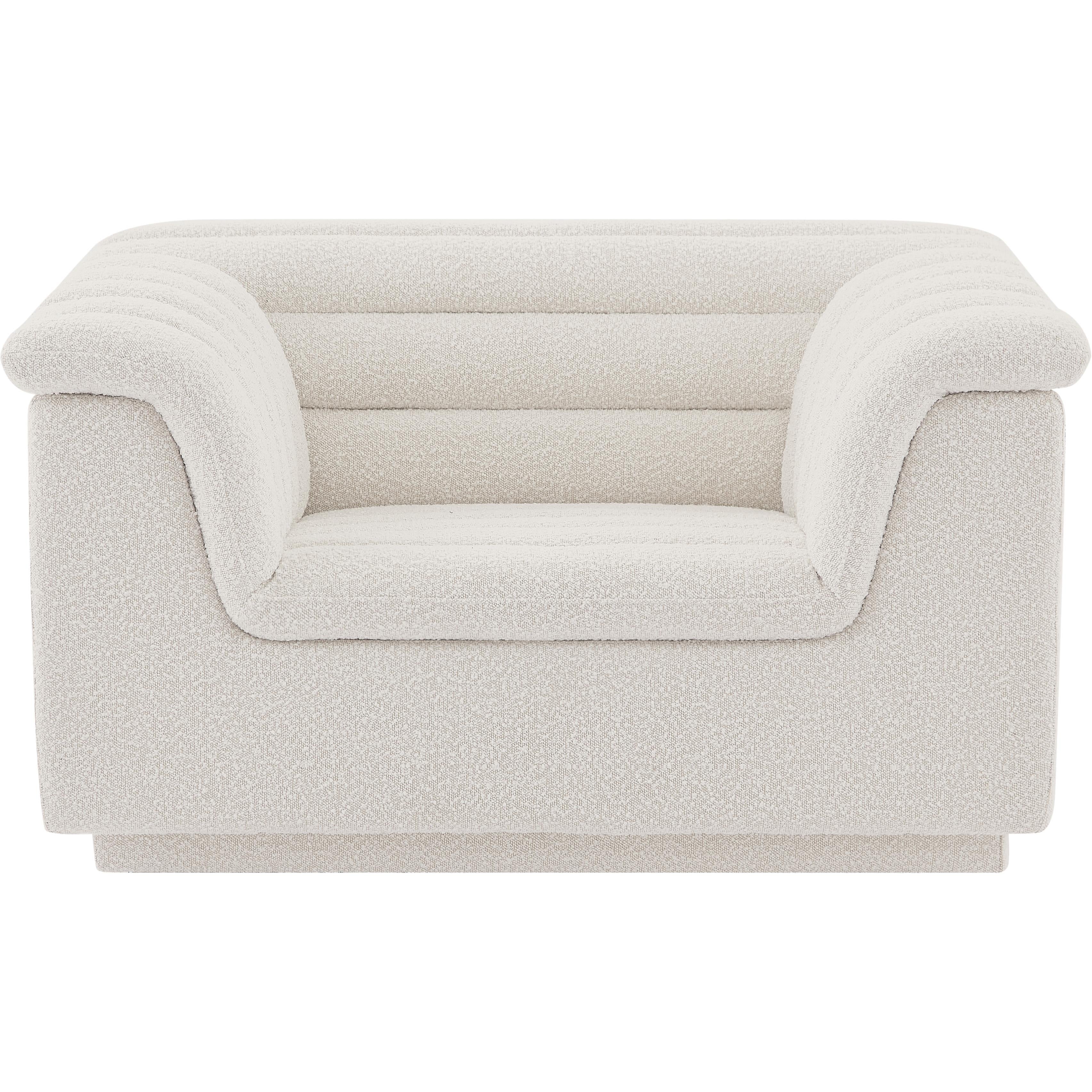 Meridian Cascade Cream Boucle Fabric Chair