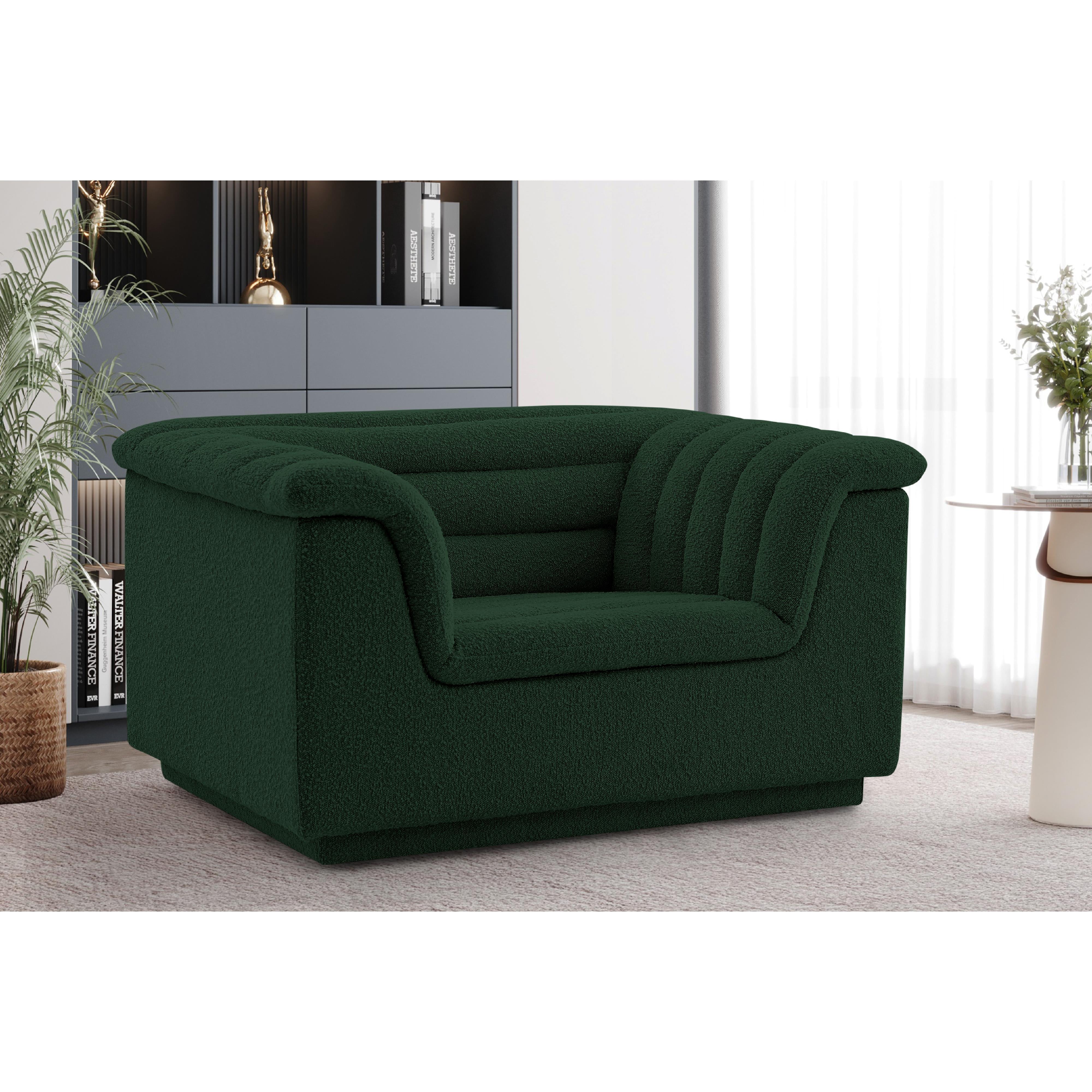 Meridian Cascade Green Boucle Fabric Chair