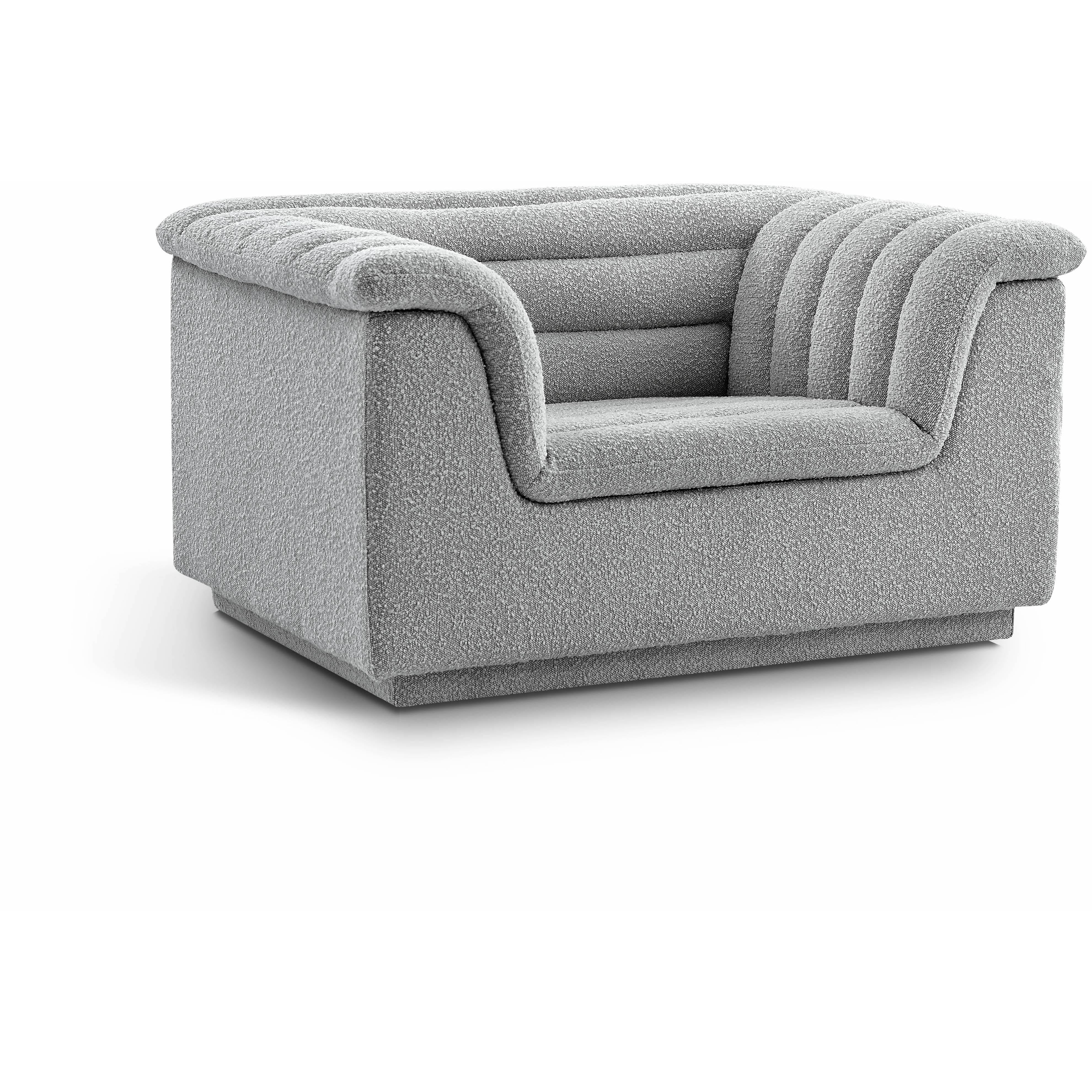 Meridian Cascade Grey Boucle Fabric Chair