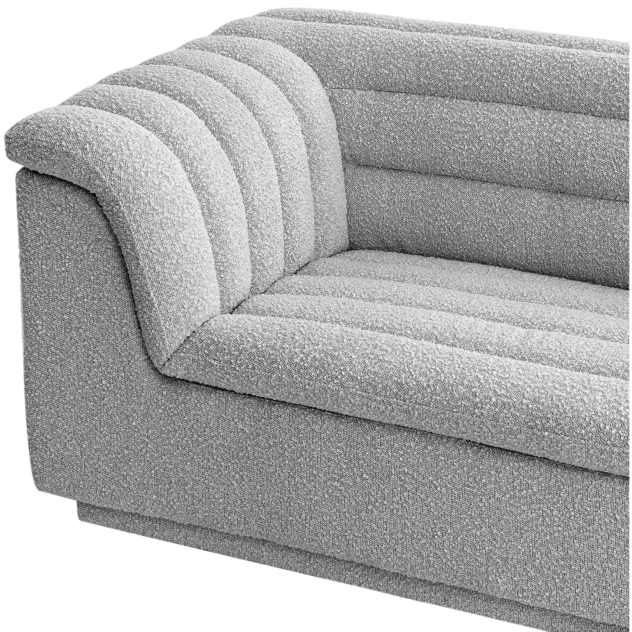 Meridian Cascade Grey Boucle Fabric Chair