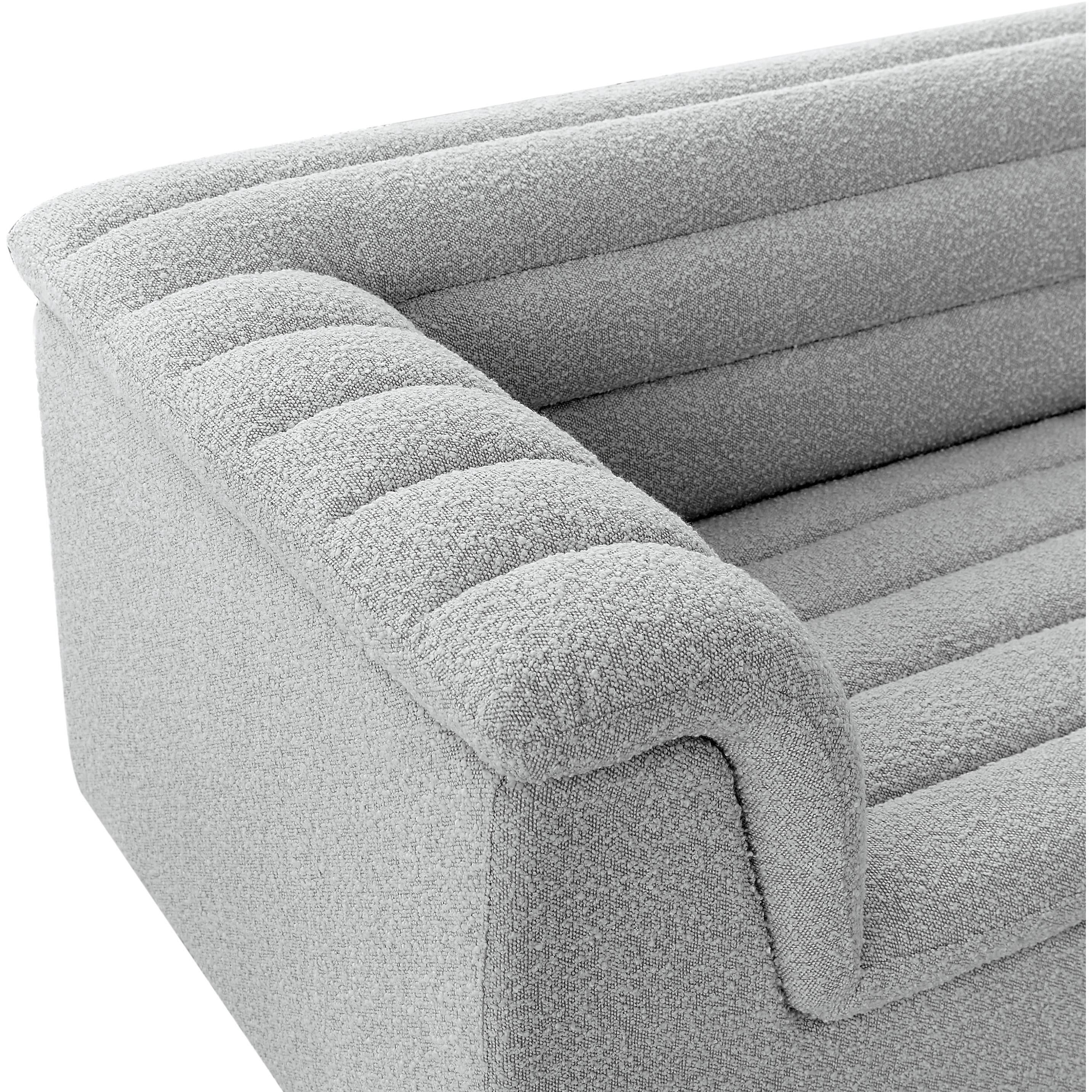 Meridian Cascade Grey Boucle Fabric Chair