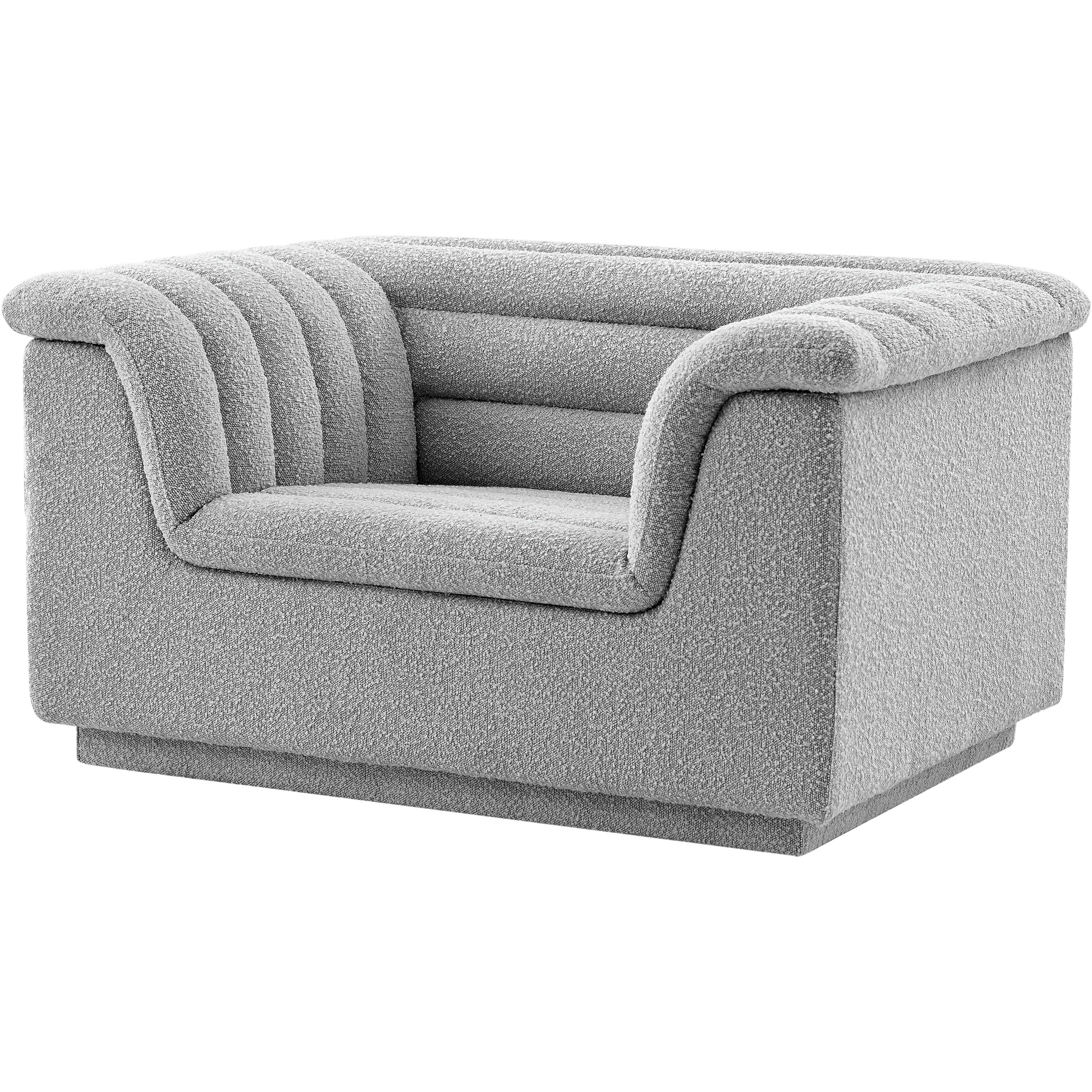 Meridian Cascade Grey Boucle Fabric Chair