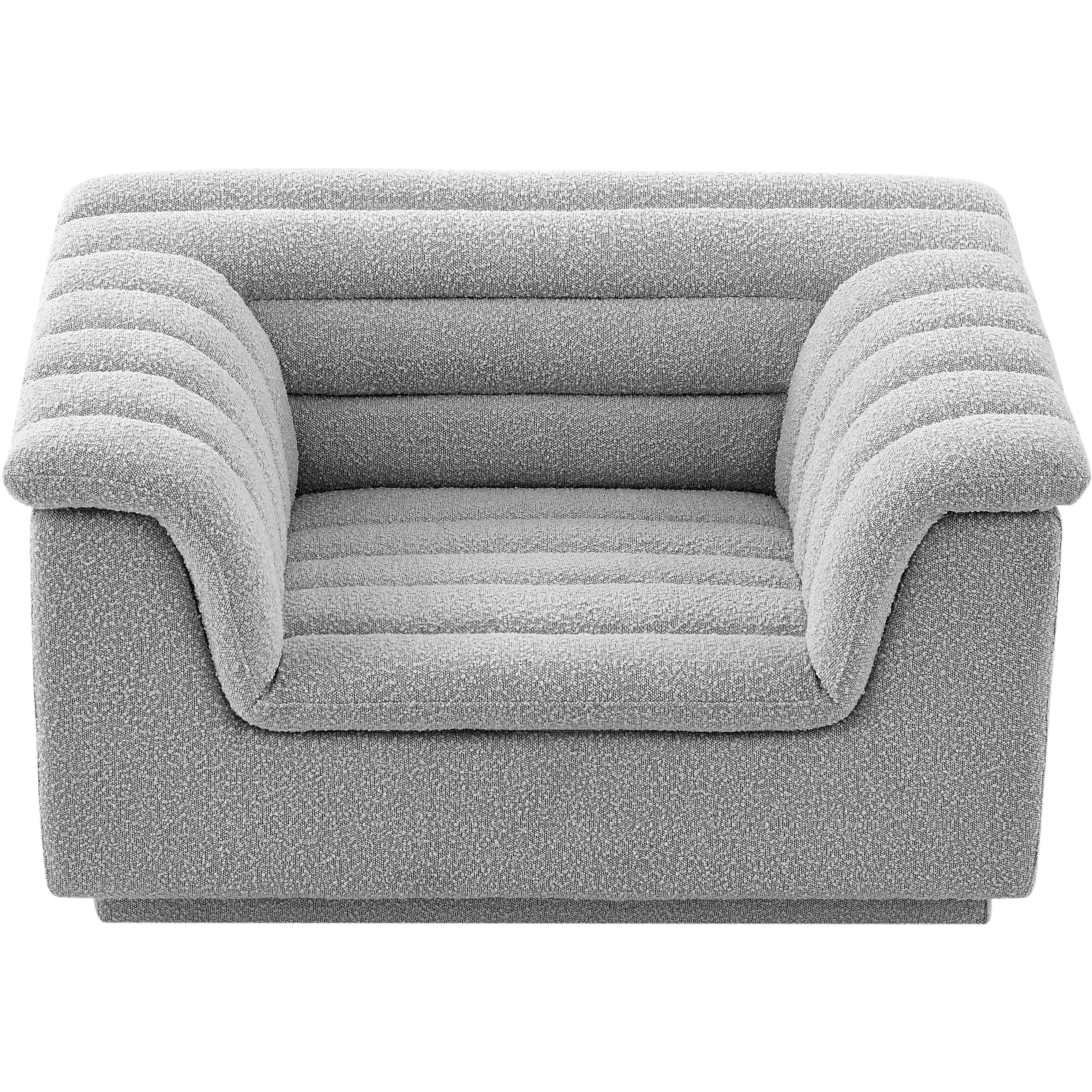 Meridian Cascade Grey Boucle Fabric Chair