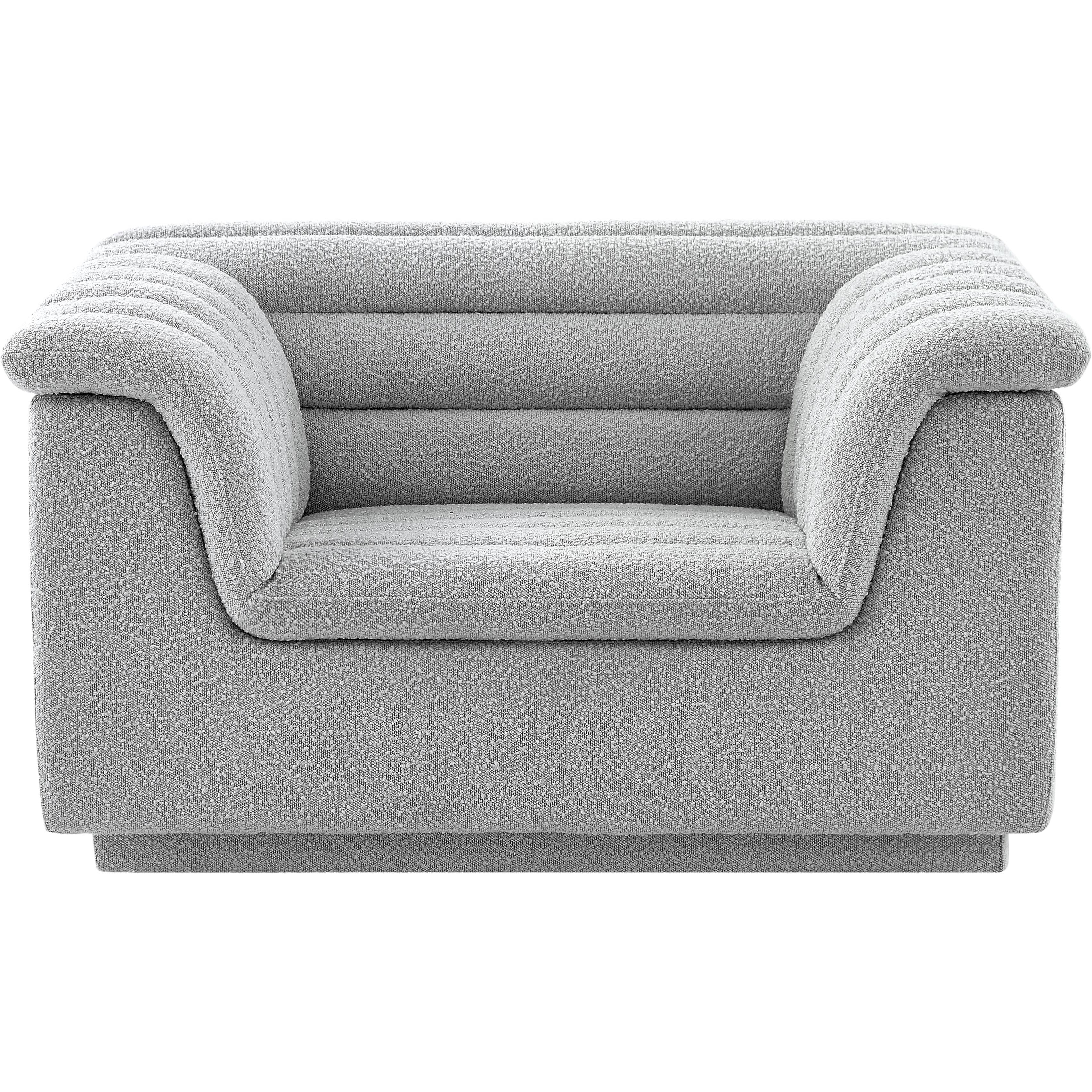 Meridian Cascade Grey Boucle Fabric Chair