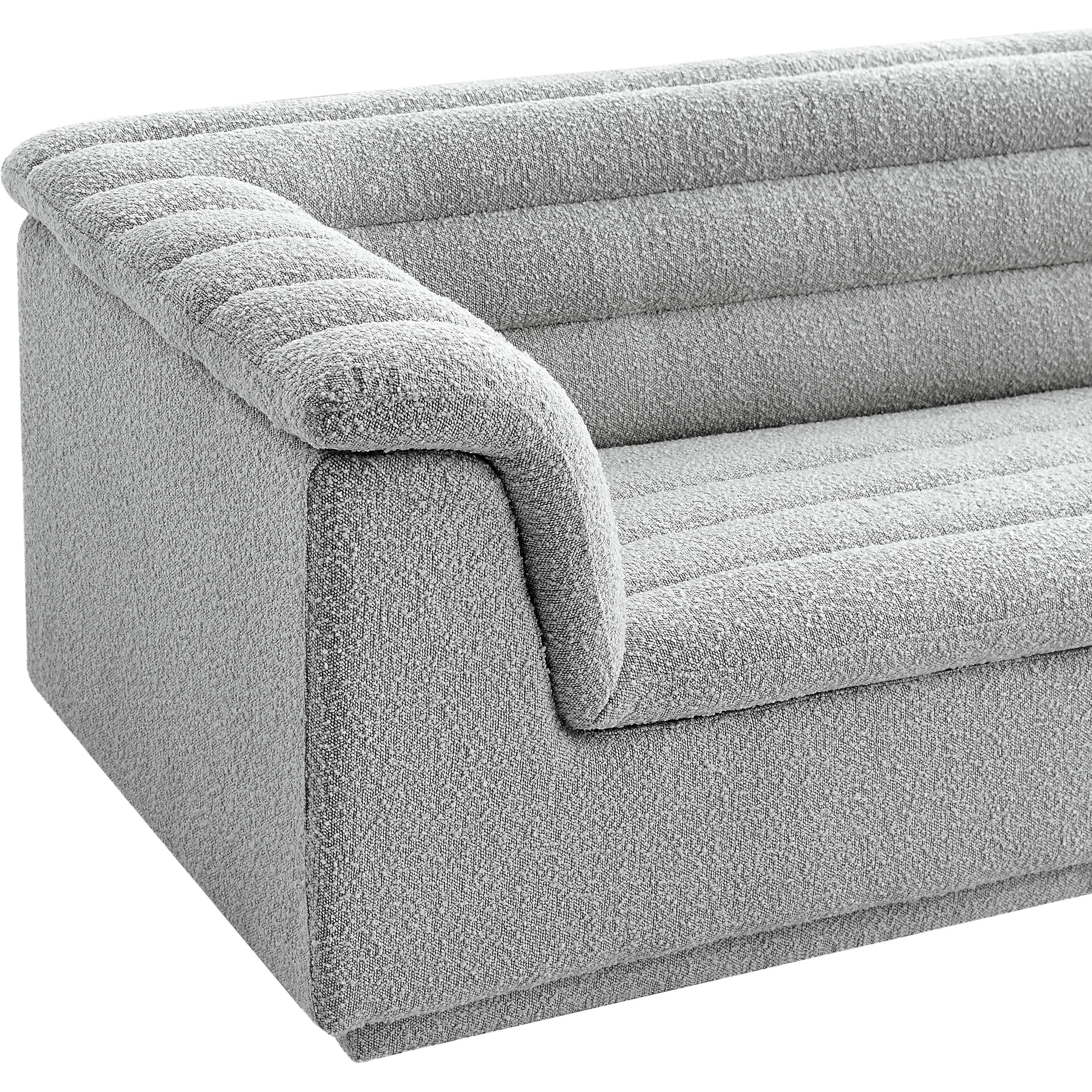 Meridian Cascade Grey Boucle Fabric Chair