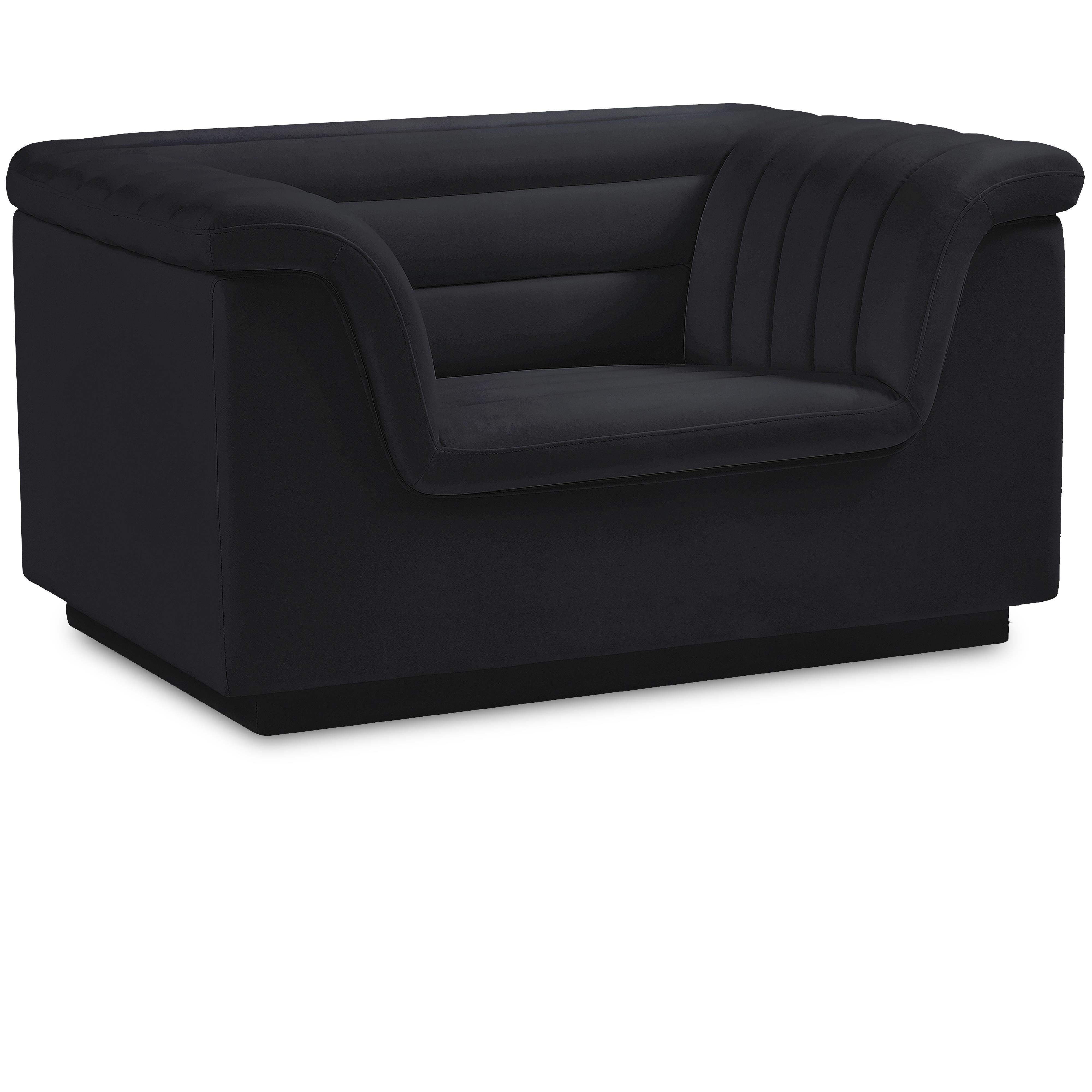 Meridian Cascade Black Velvet Fabric Chair