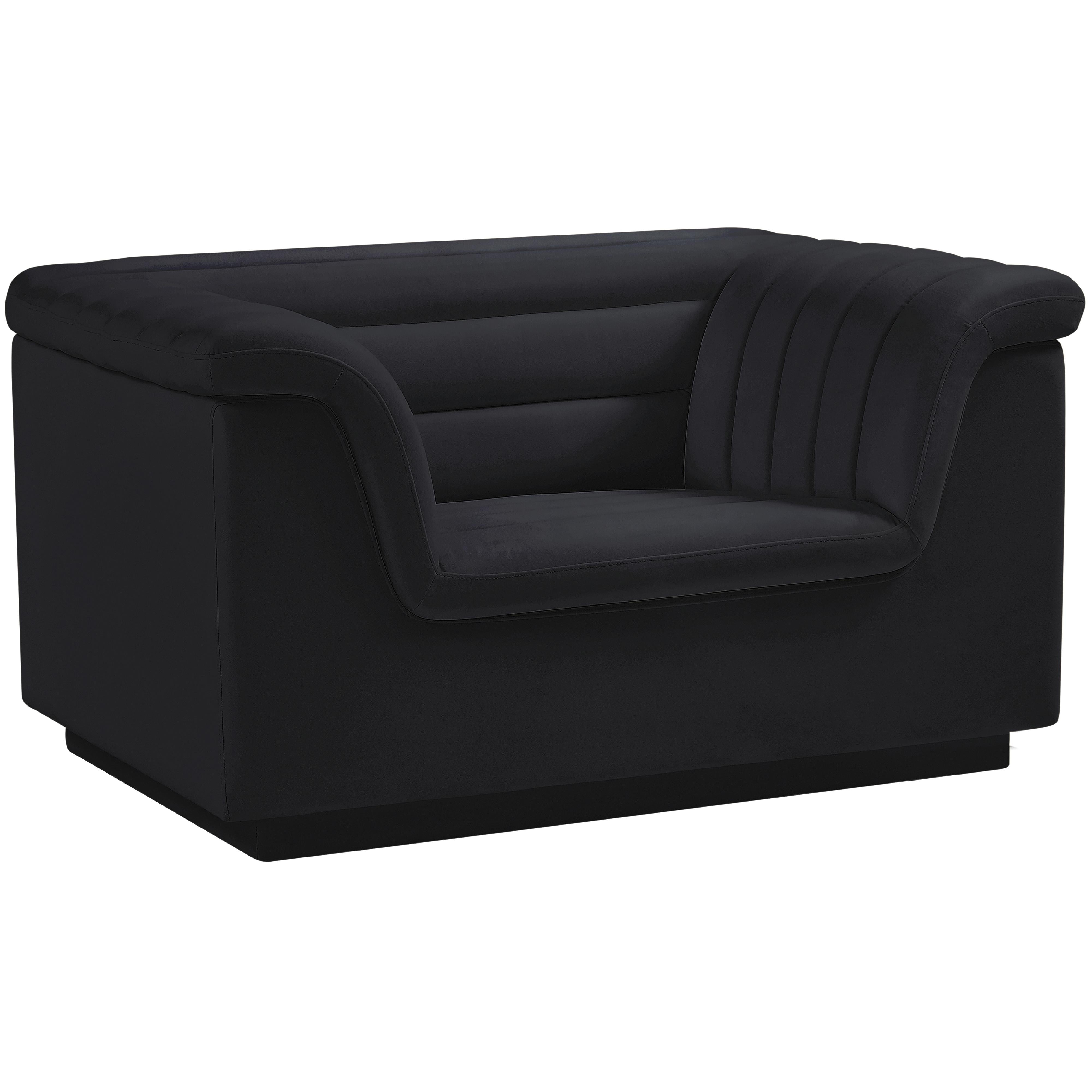 Meridian Cascade Black Velvet Fabric Chair