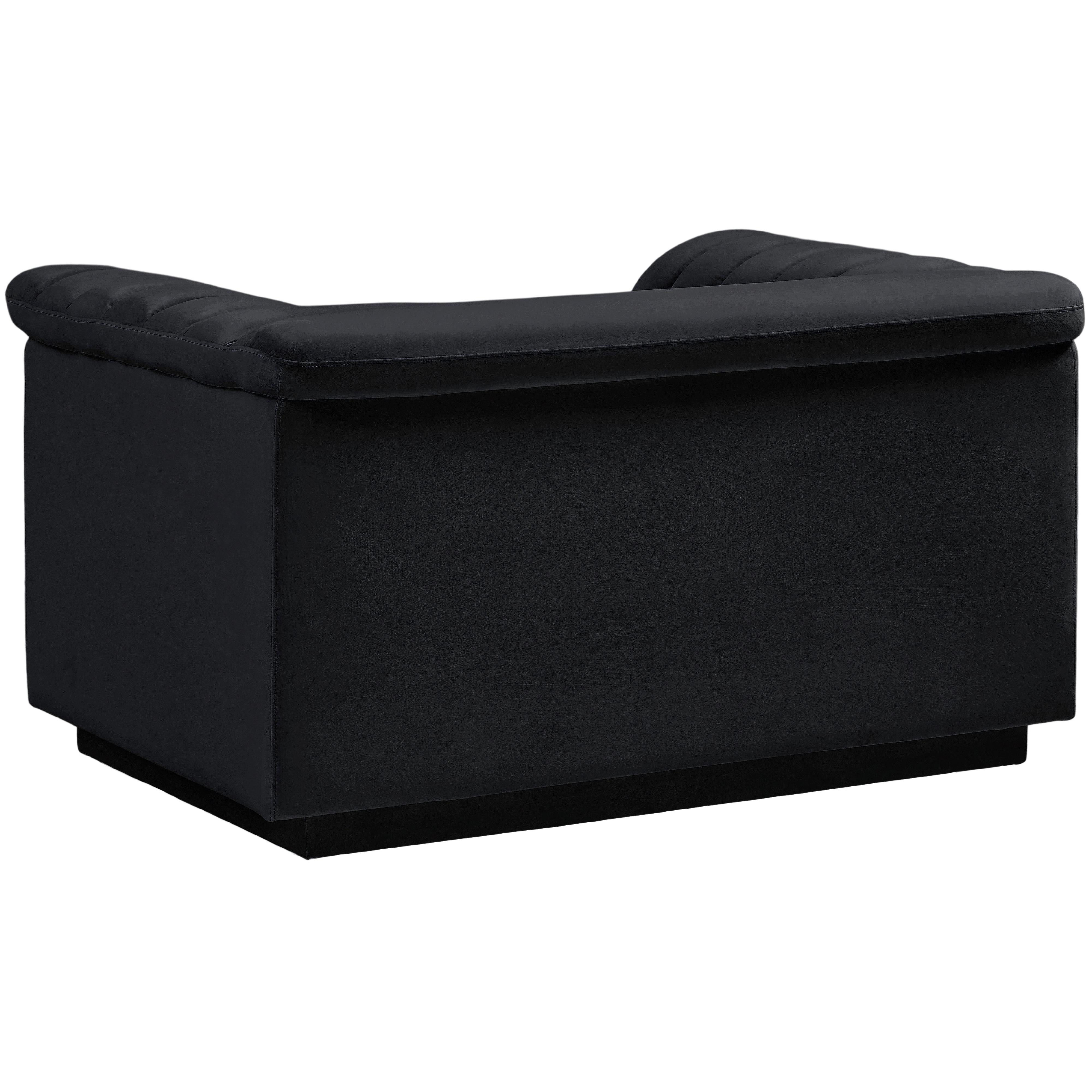 Meridian Cascade Black Velvet Fabric Chair