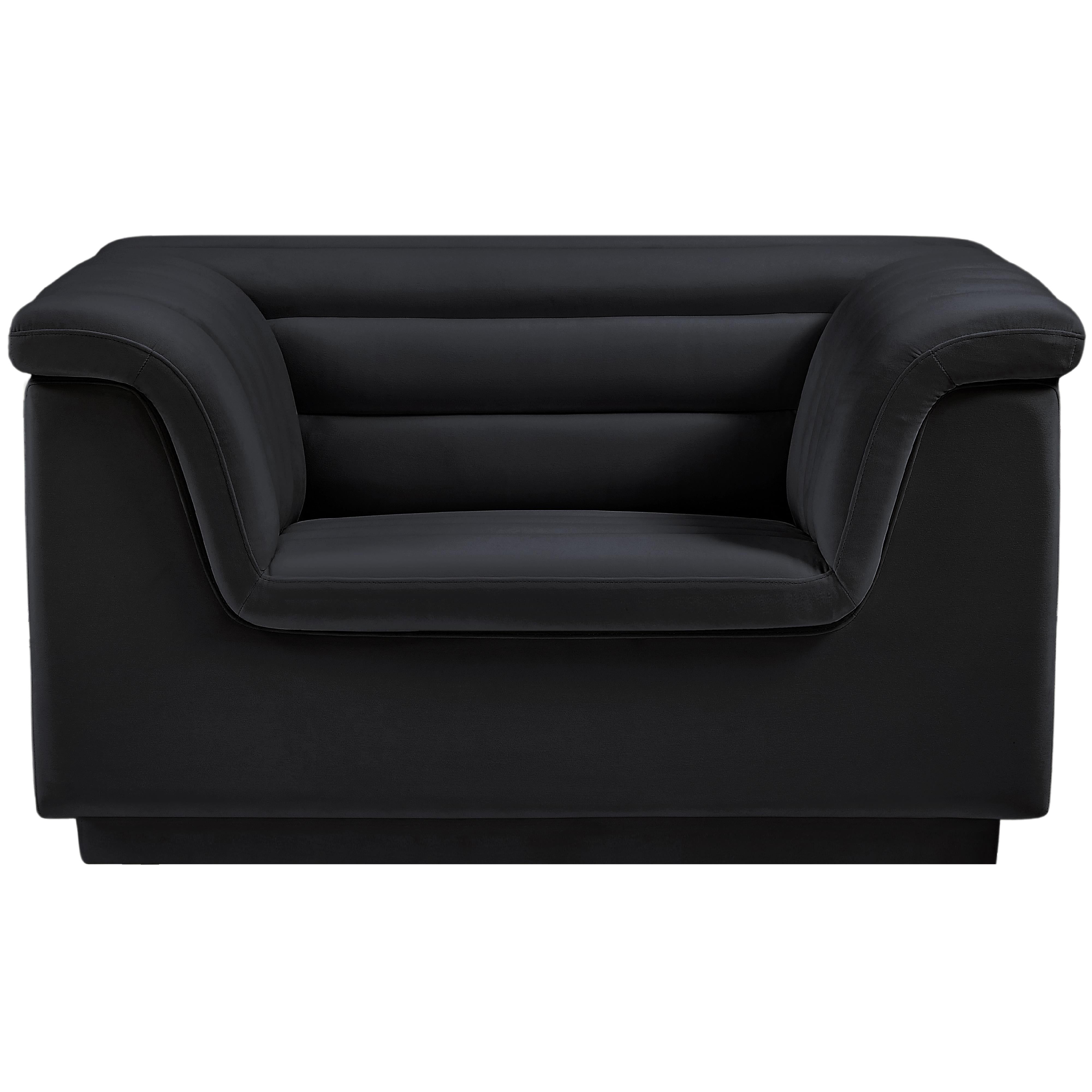 Meridian Cascade Black Velvet Fabric Chair