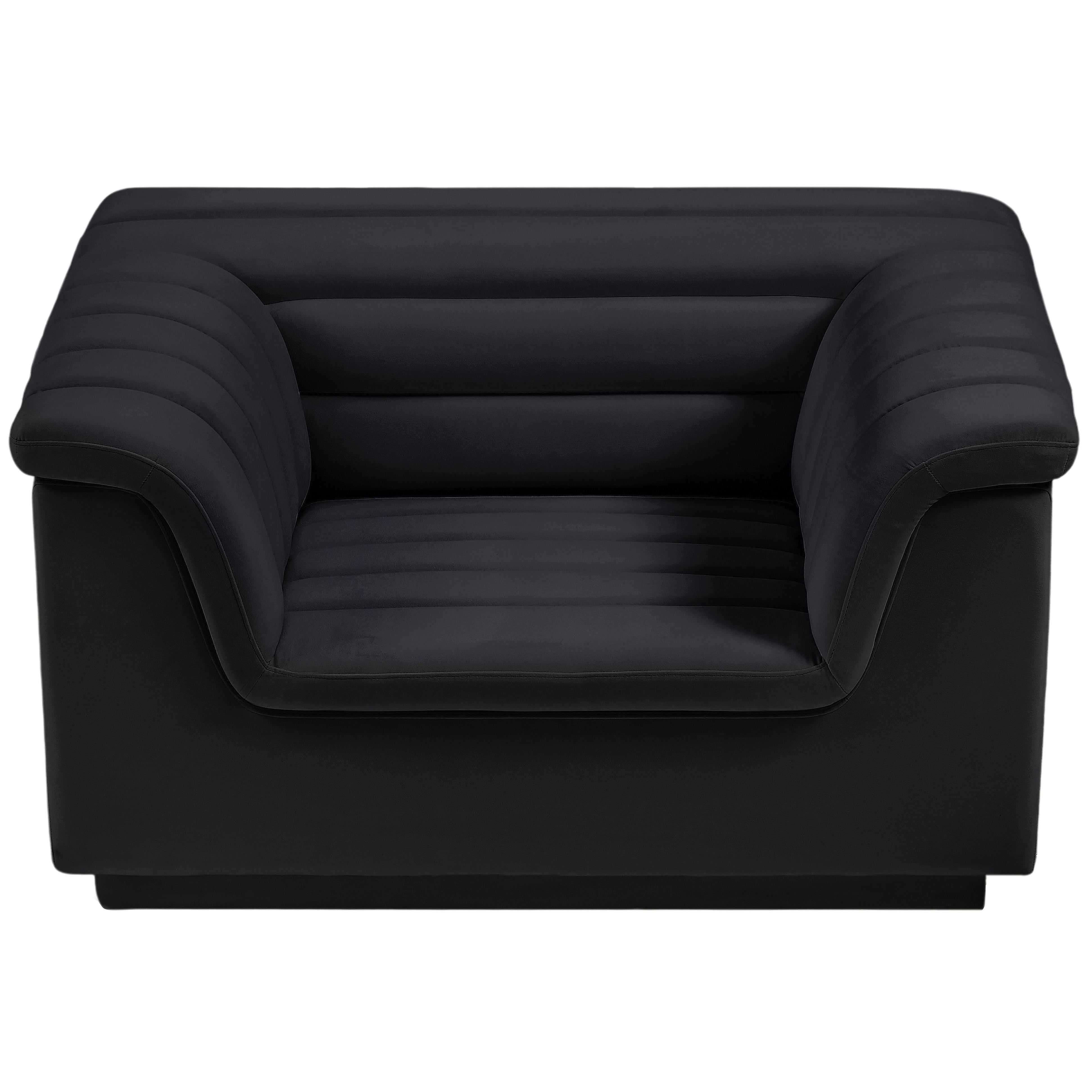 Meridian Cascade Black Velvet Fabric Chair