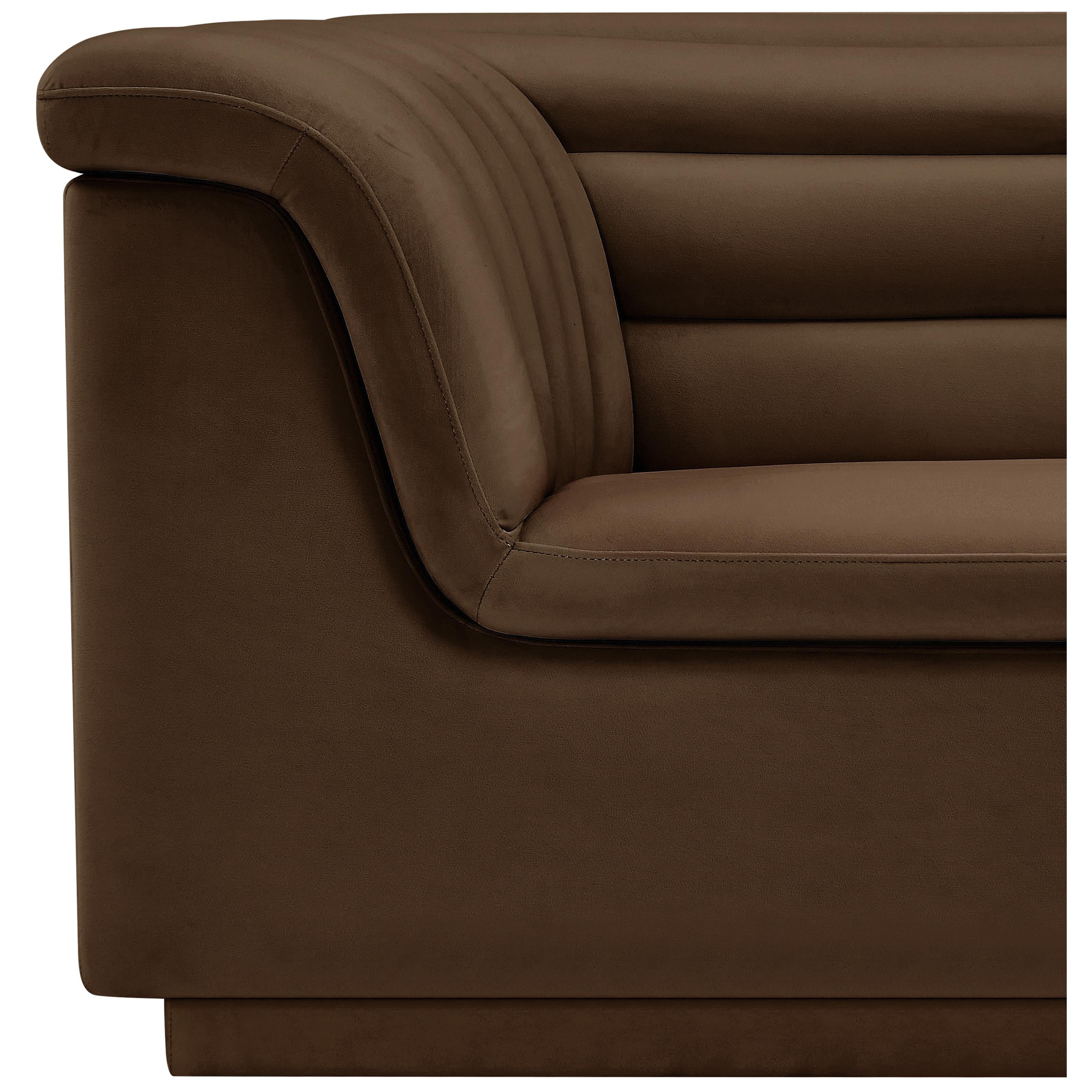 Meridian Cascade Brown Velvet Fabric Chair