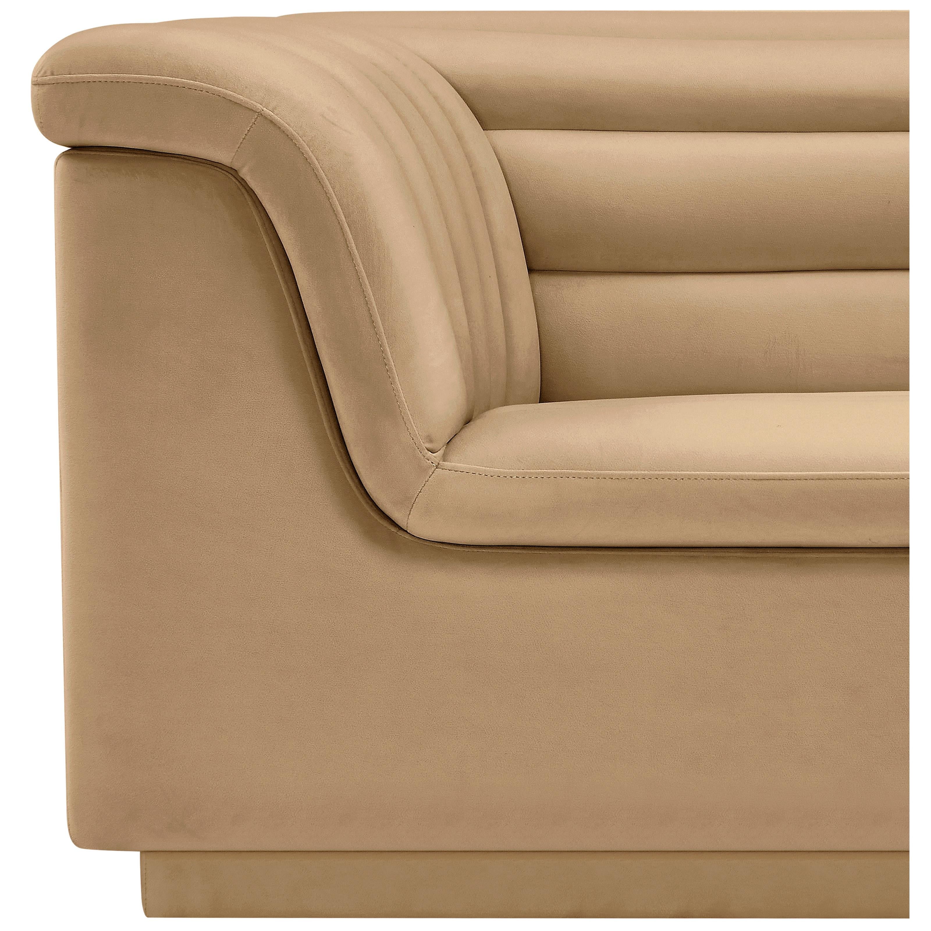 Meridian Cascade Camel Velvet Fabric Chair