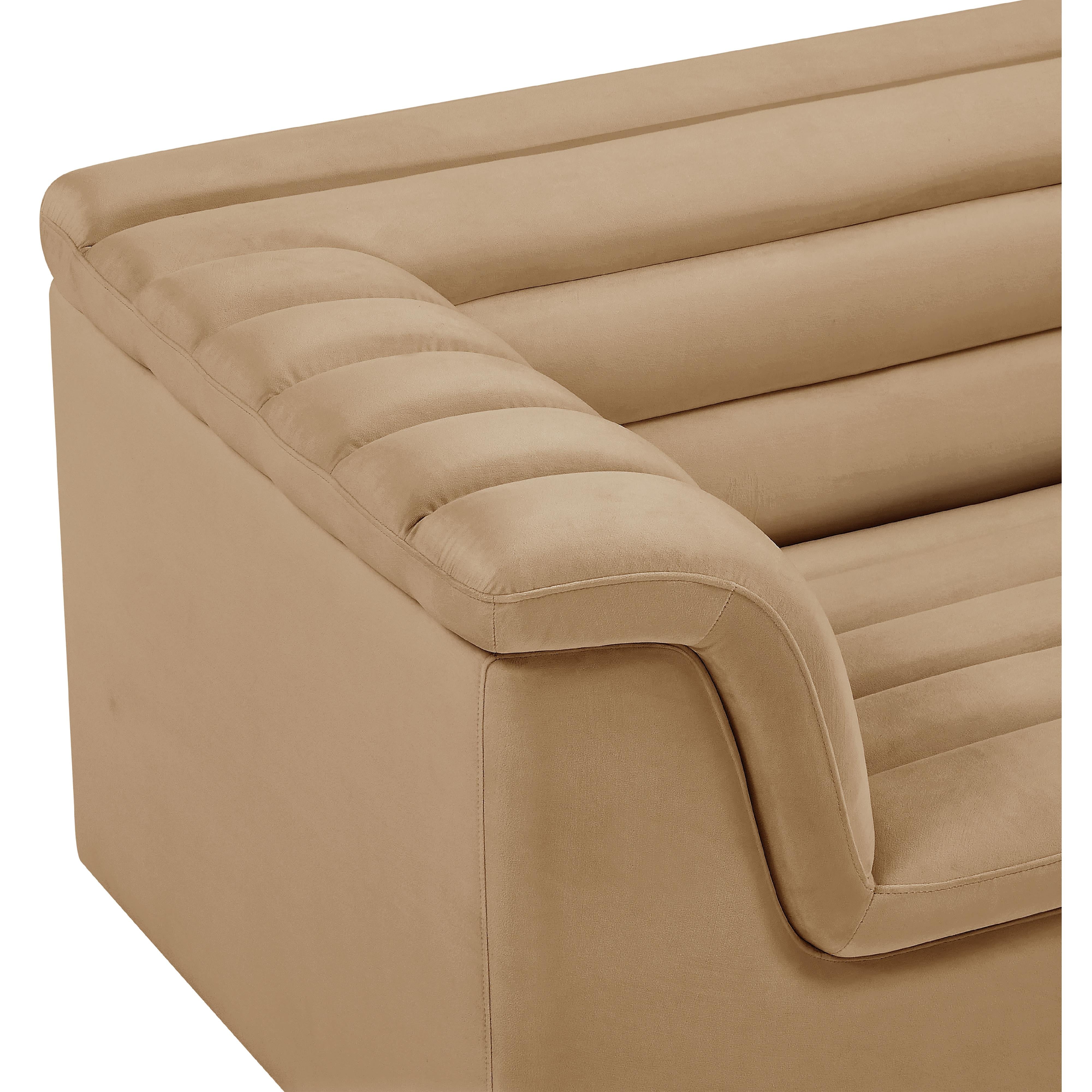 Meridian Cascade Camel Velvet Fabric Chair