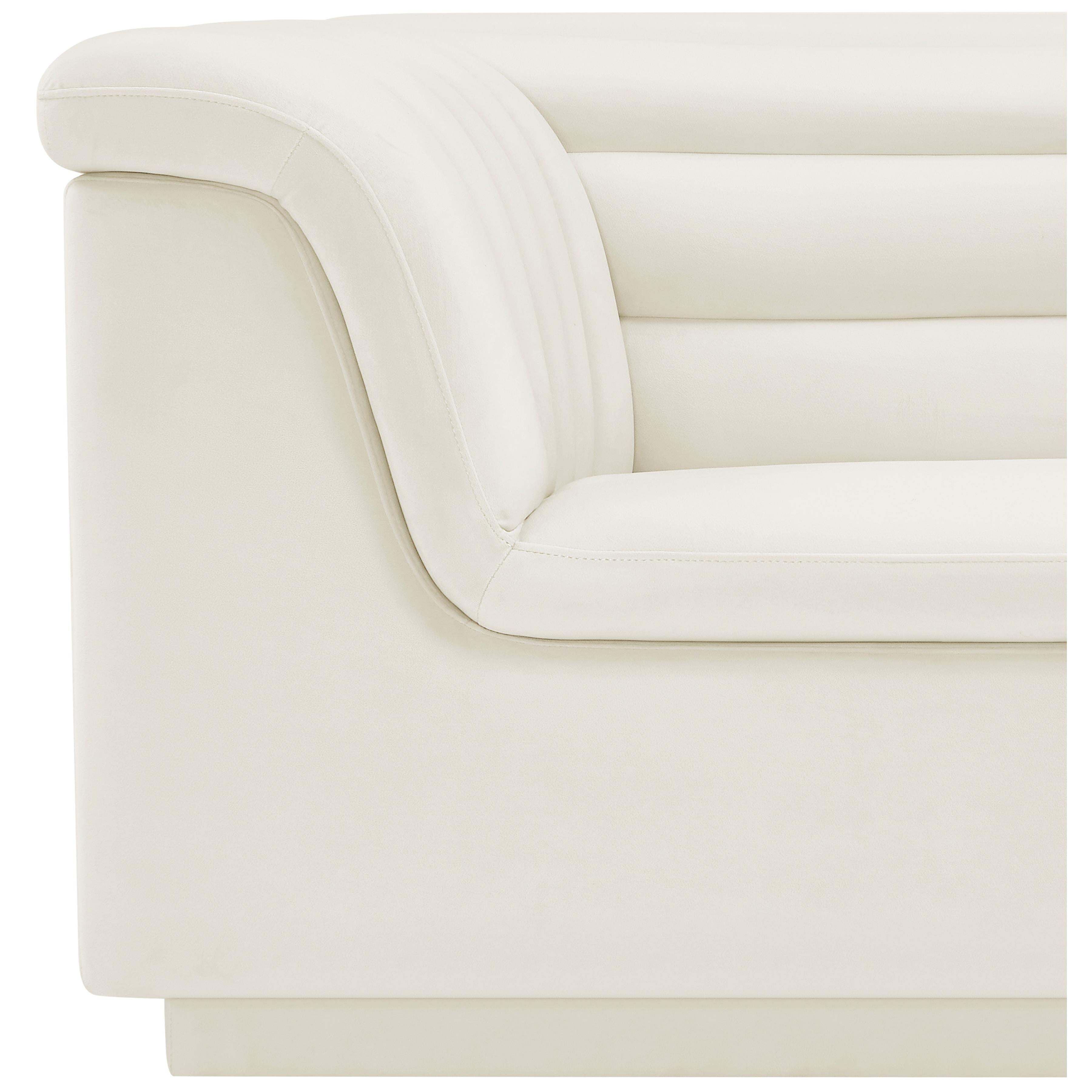 Meridian Cascade Cream Velvet Fabric Chair