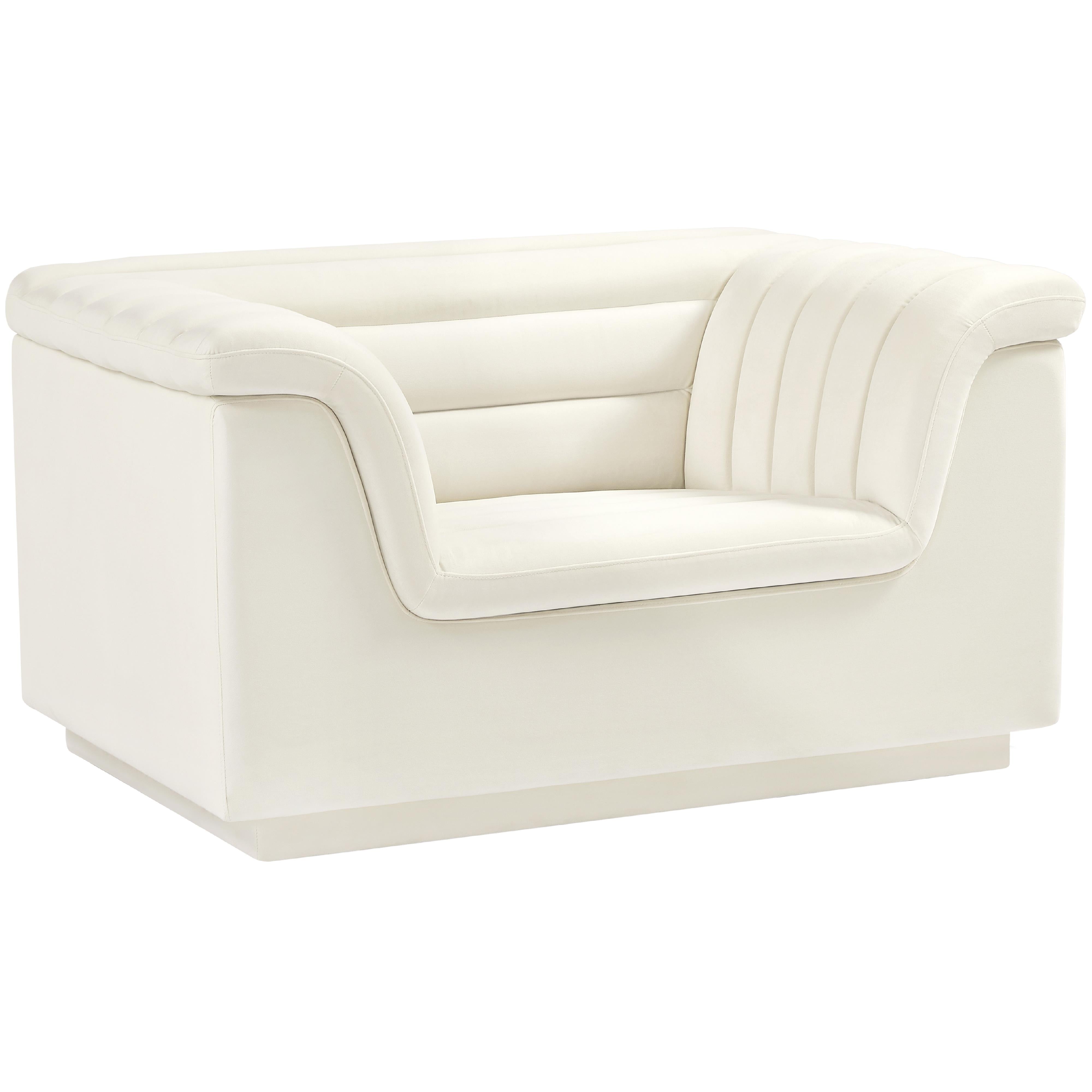 Meridian Cascade Cream Velvet Fabric Chair