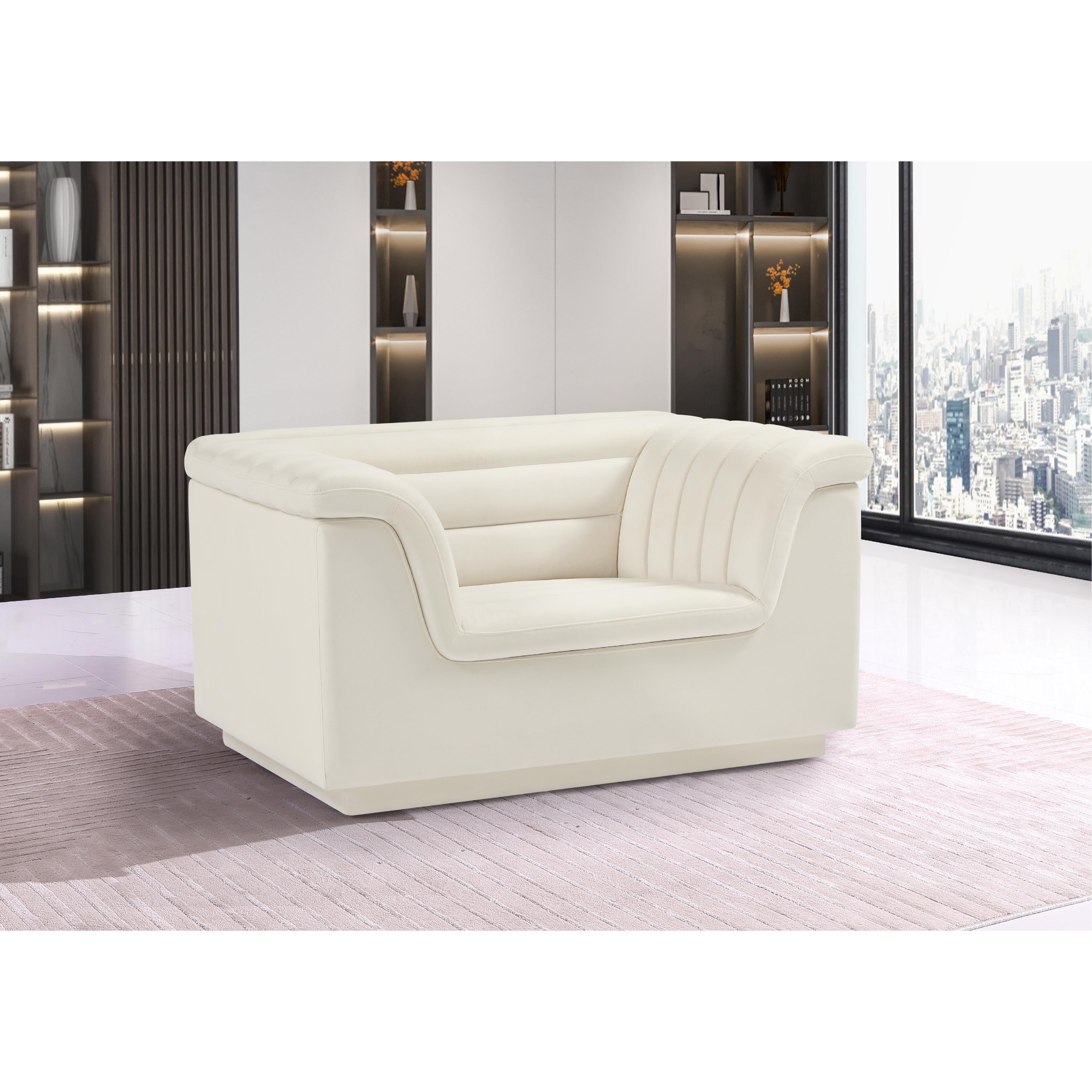 Meridian Cascade Cream Velvet Fabric Chair