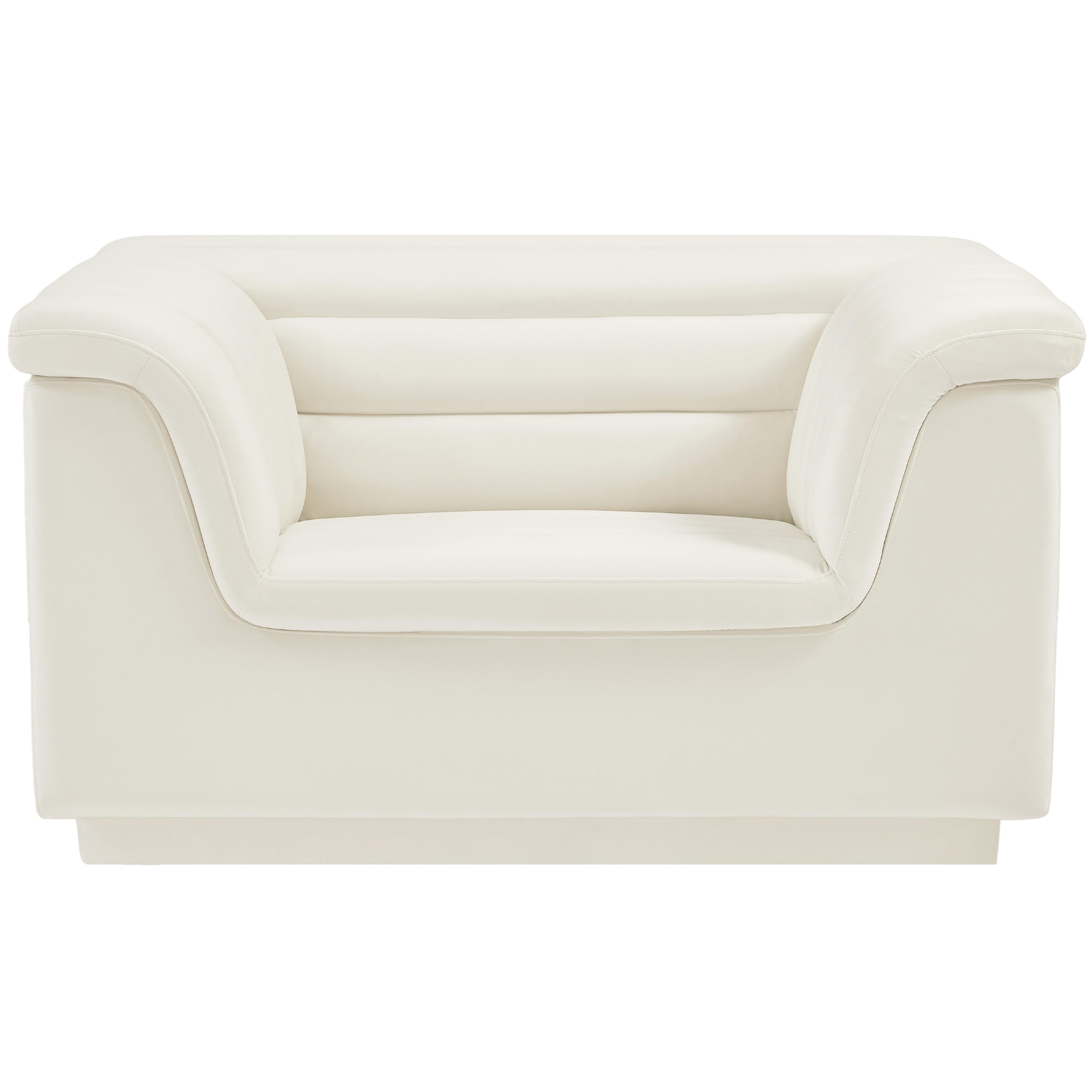 Meridian Cascade Cream Velvet Fabric Chair