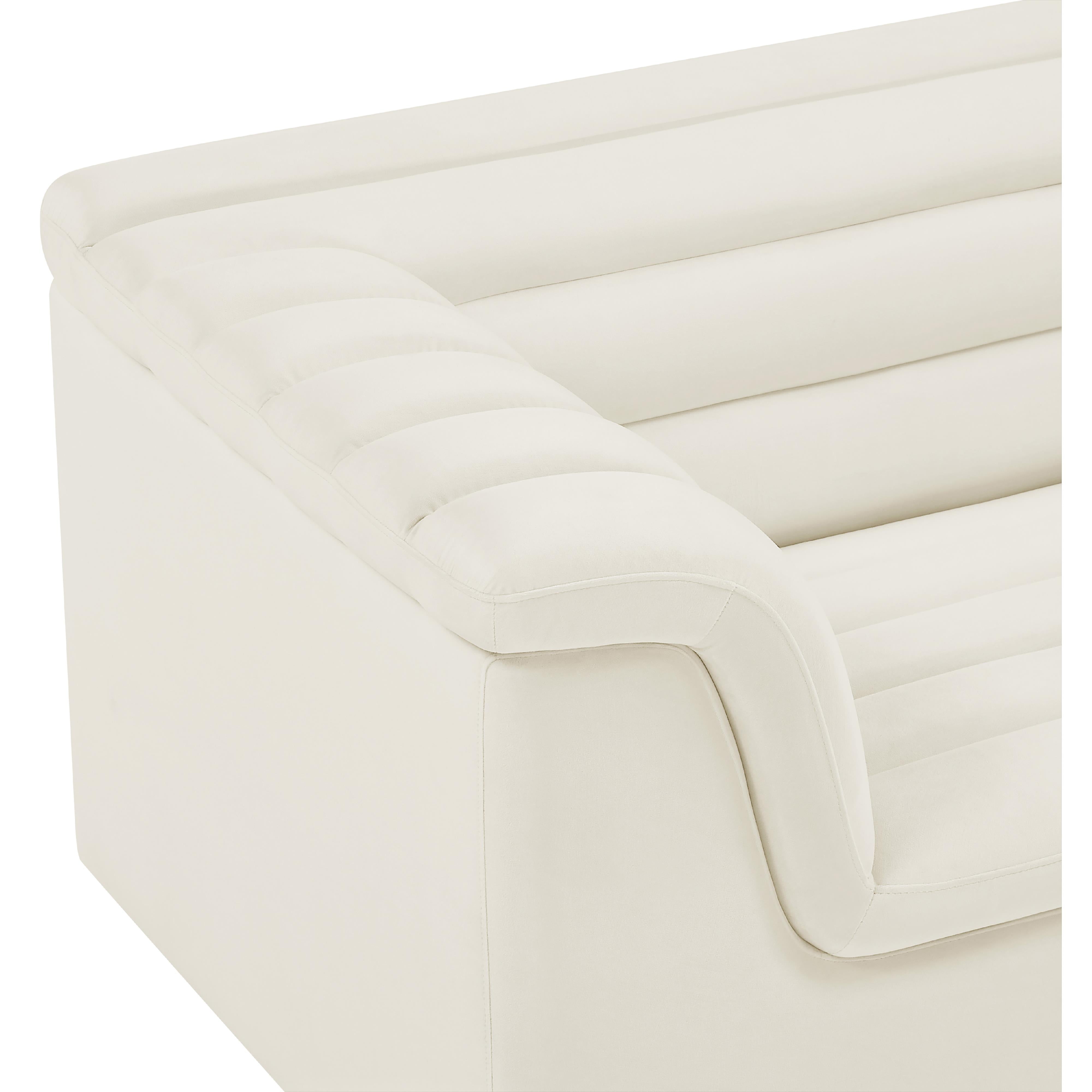 Meridian Cascade Cream Velvet Fabric Chair