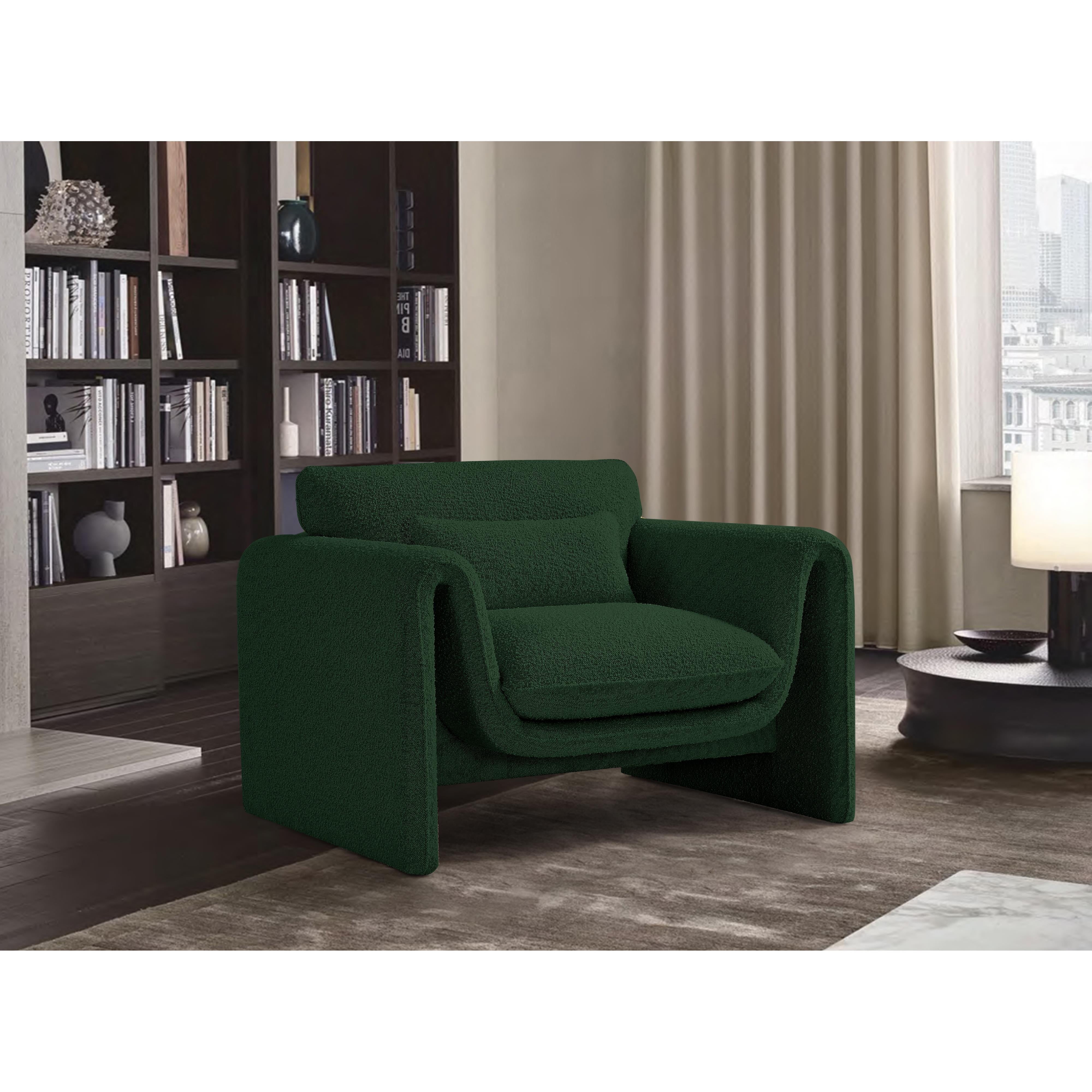 Meridian Stylus Green Boucle Fabric Chair