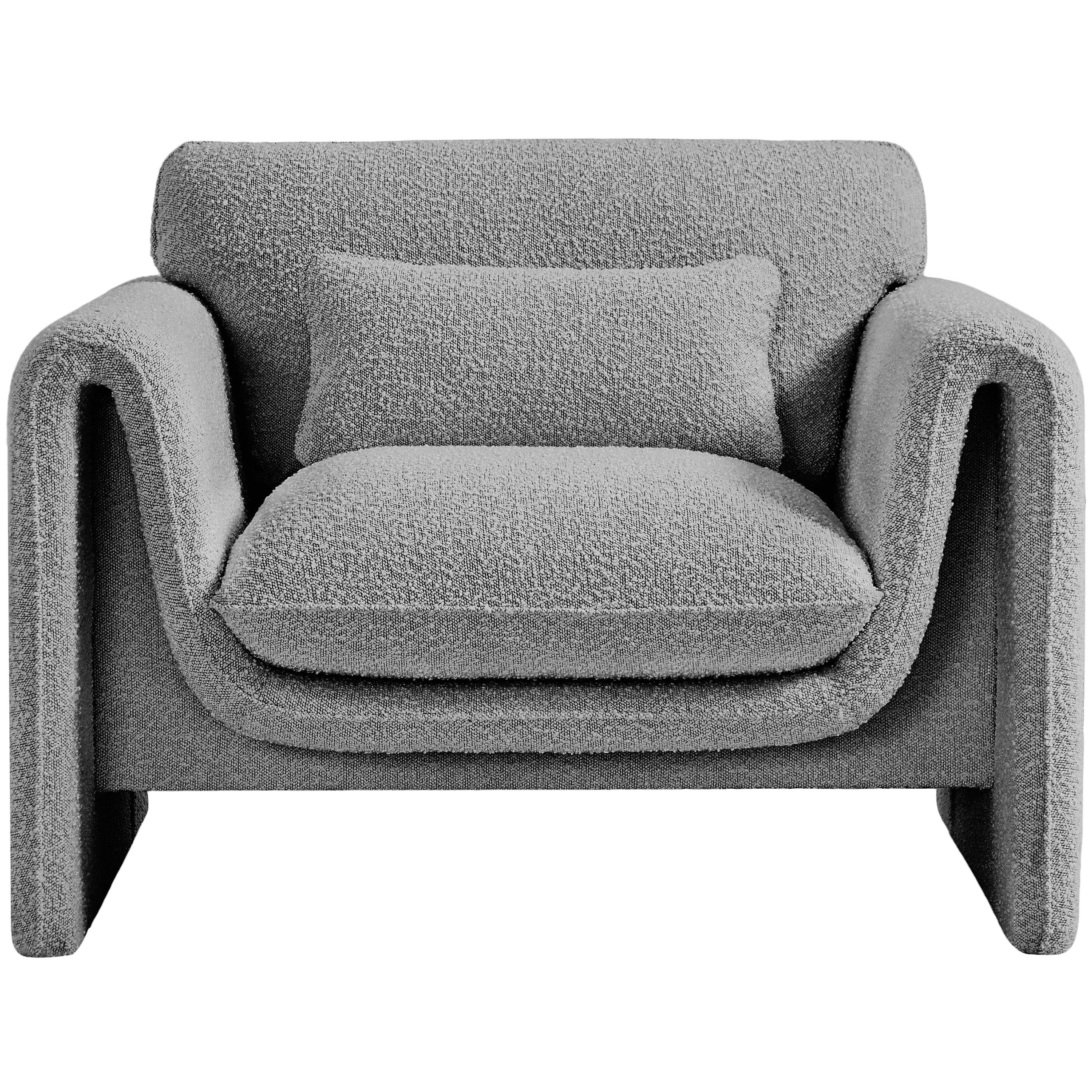 Meridian Stylus Grey Boucle Fabric Chair