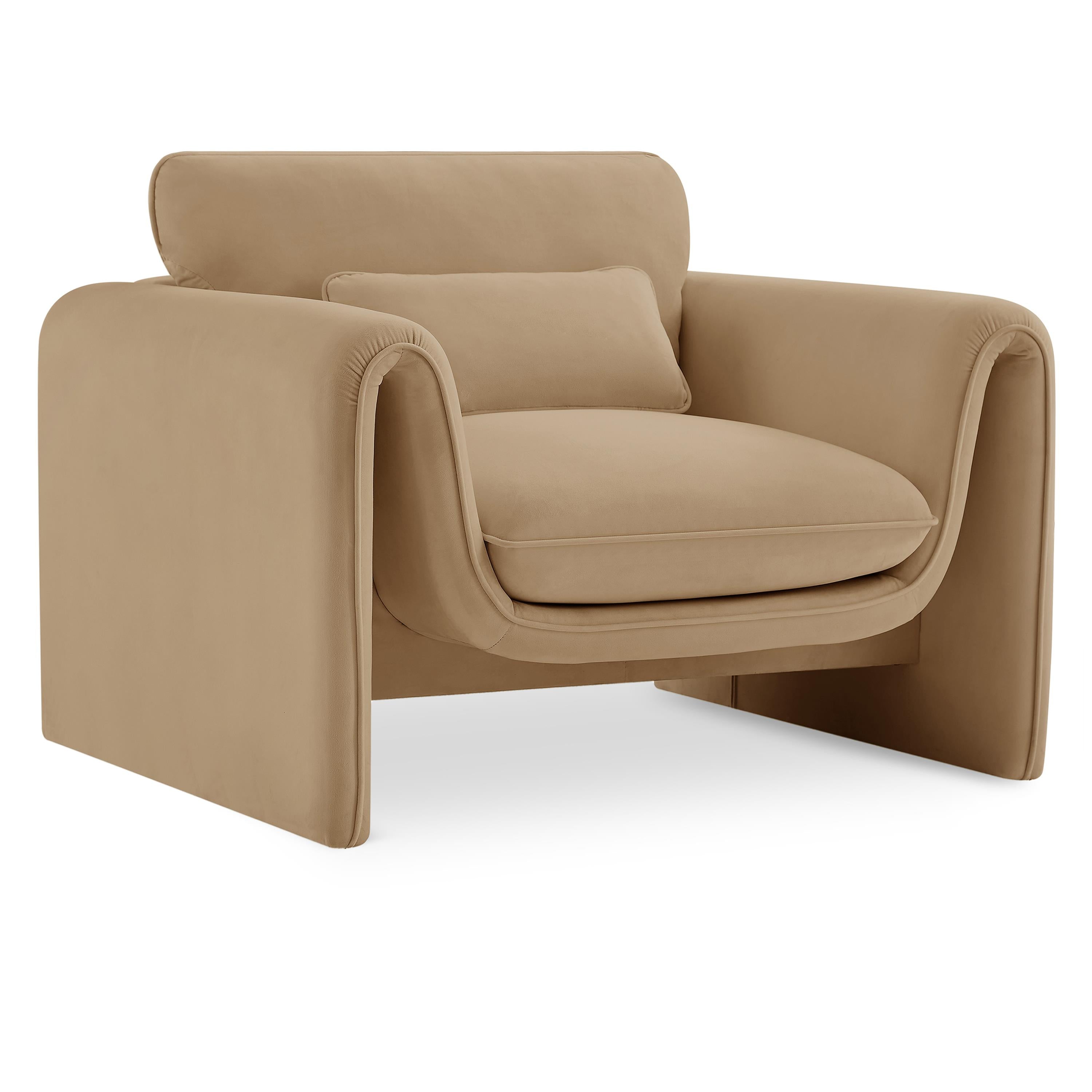 Meridian Sloan Camel Velvet Fabric Chair