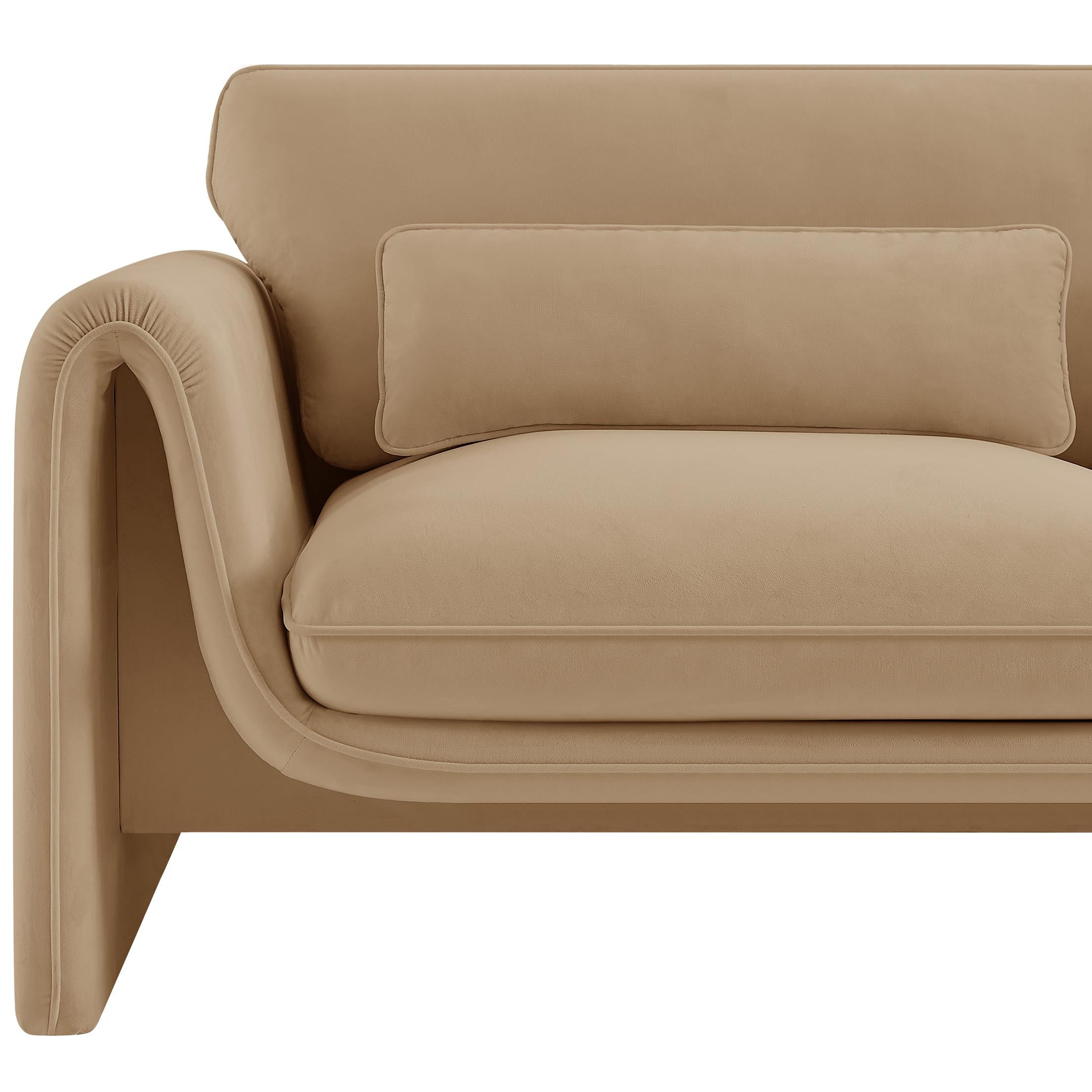 Meridian Sloan Camel Velvet Fabric Chair