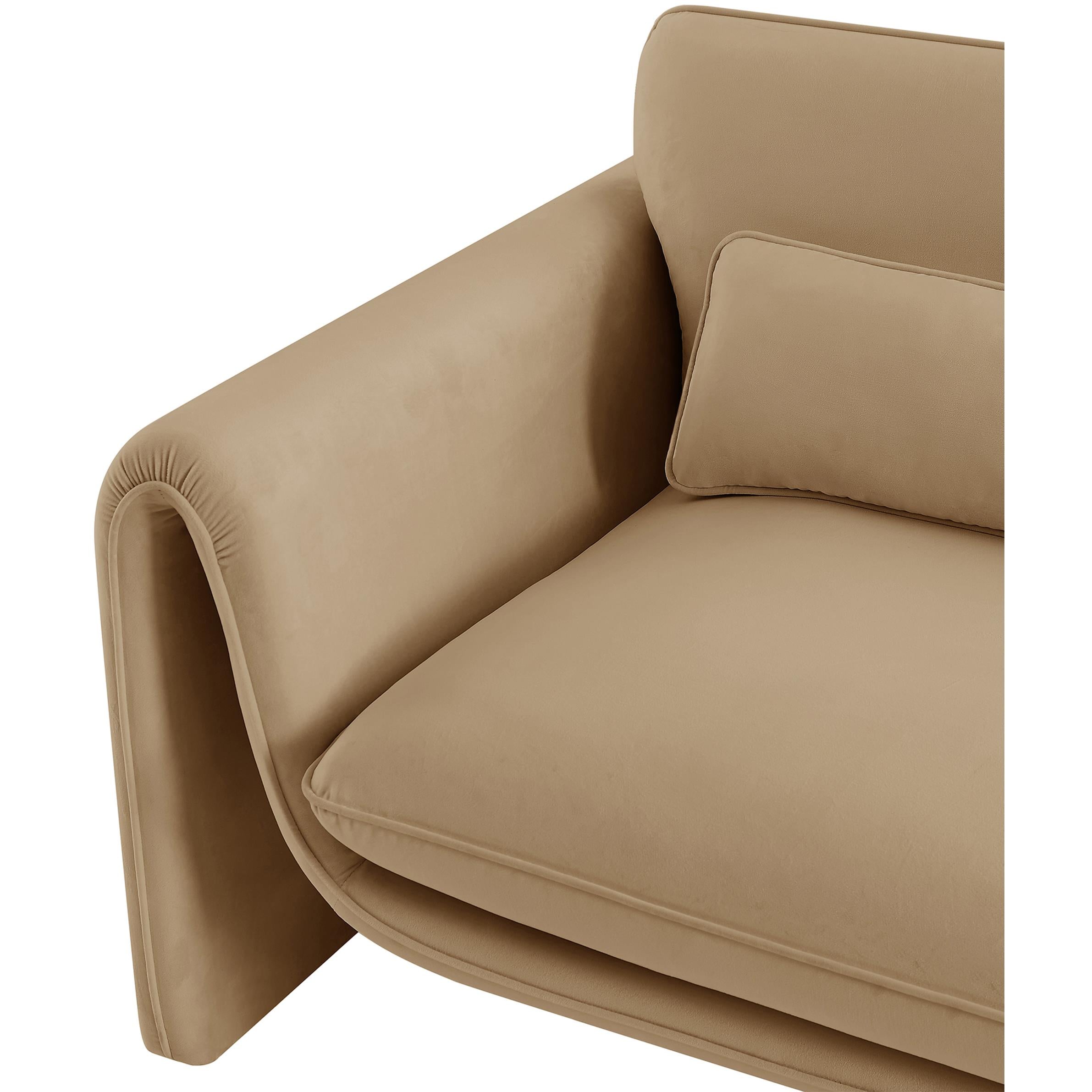 Meridian Sloan Camel Velvet Fabric Chair