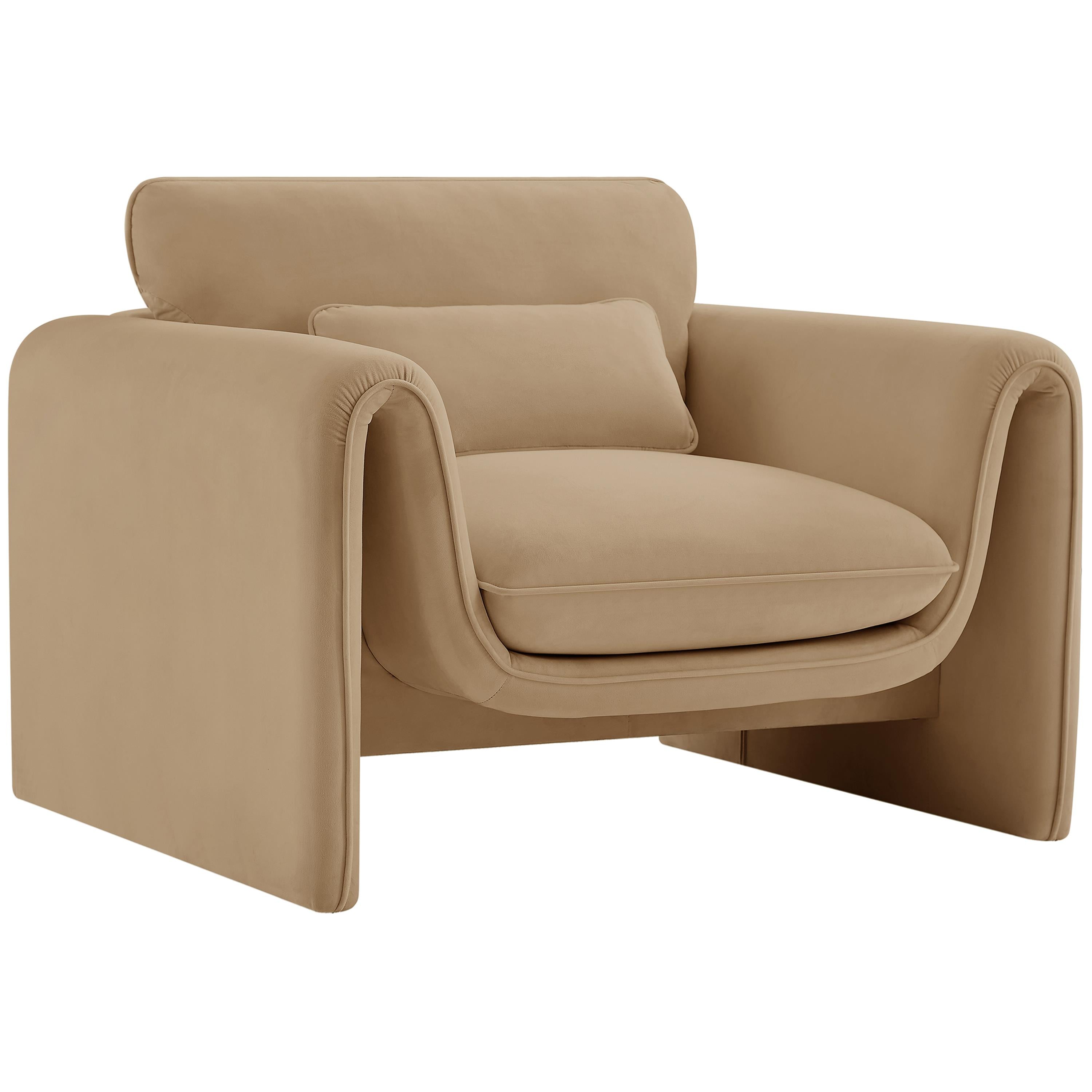 Meridian Sloan Camel Velvet Fabric Chair