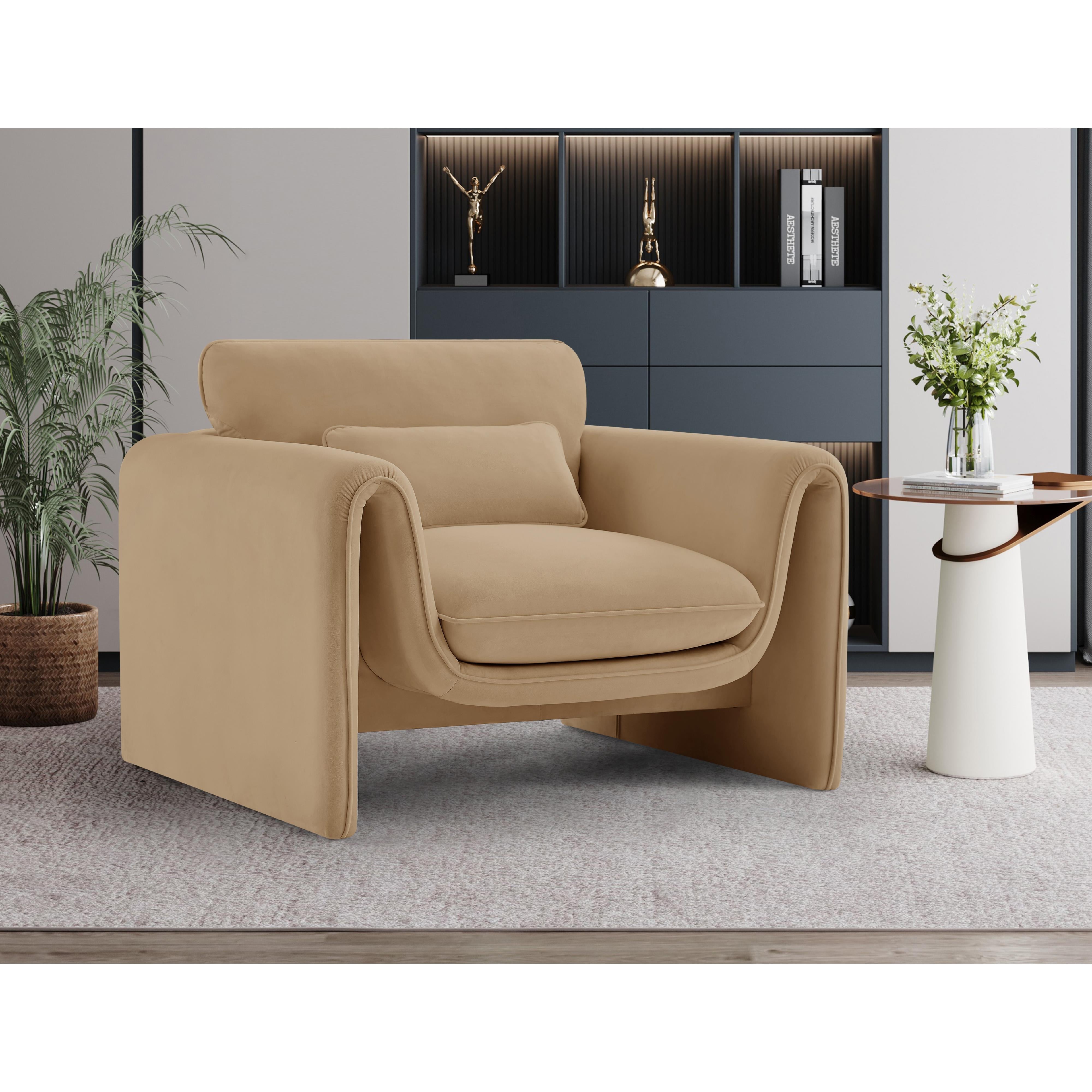 Meridian Sloan Camel Velvet Fabric Chair