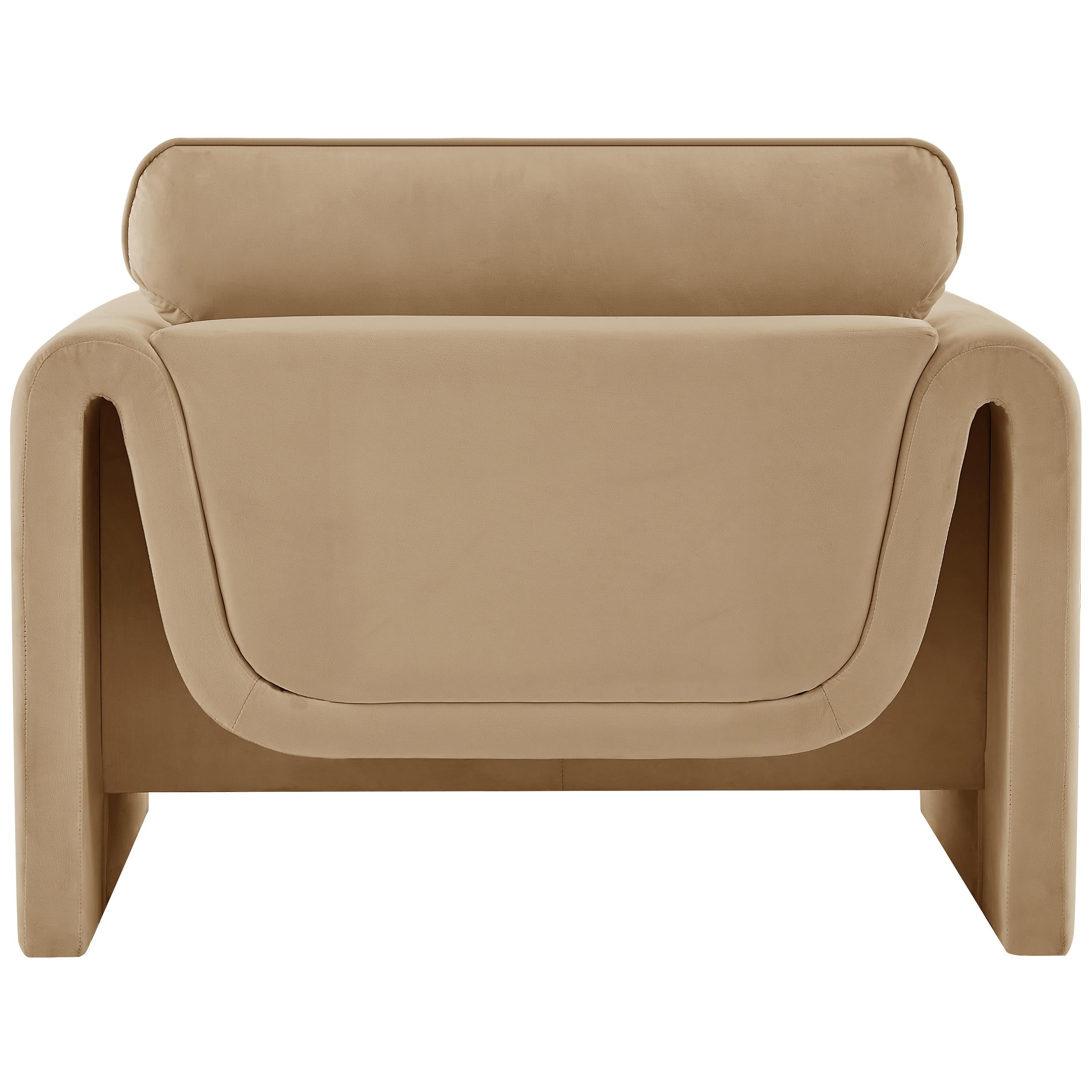 Meridian Sloan Camel Velvet Fabric Chair