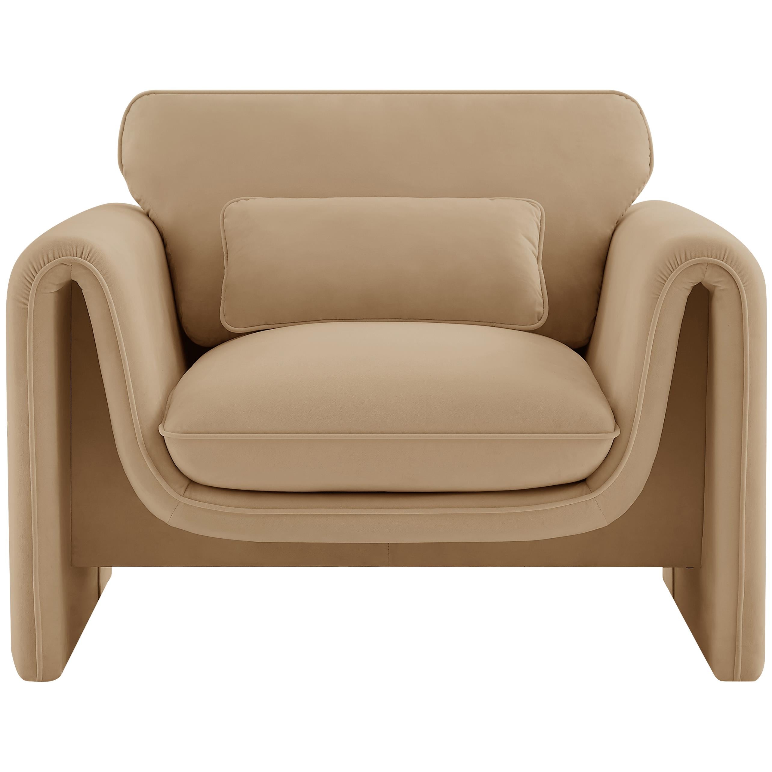 Meridian Sloan Camel Velvet Fabric Chair