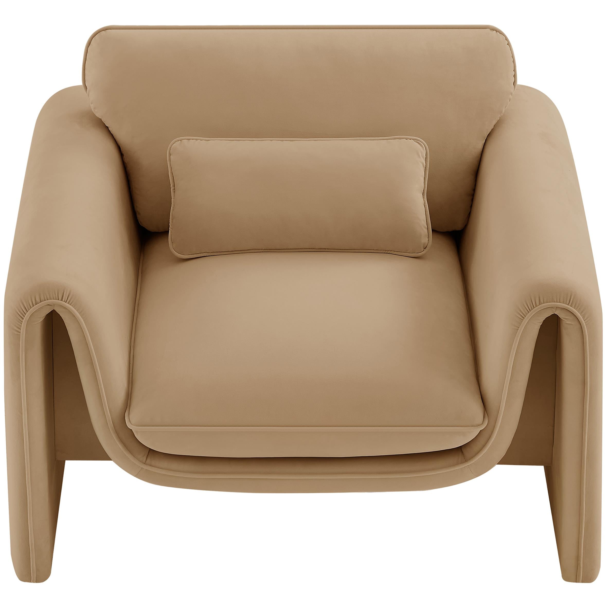 Meridian Sloan Camel Velvet Fabric Chair