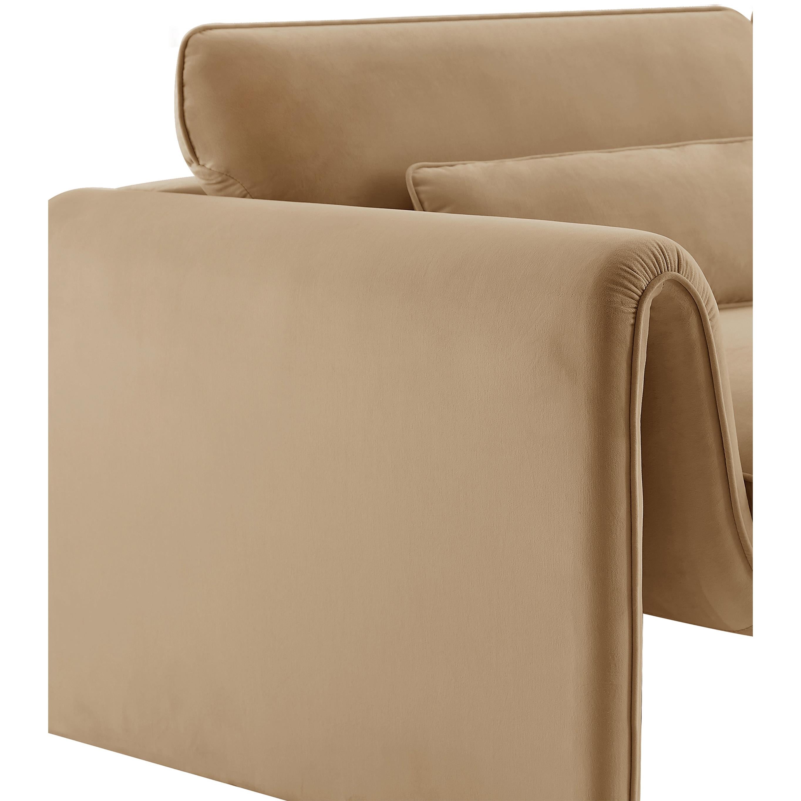 Meridian Sloan Camel Velvet Fabric Chair