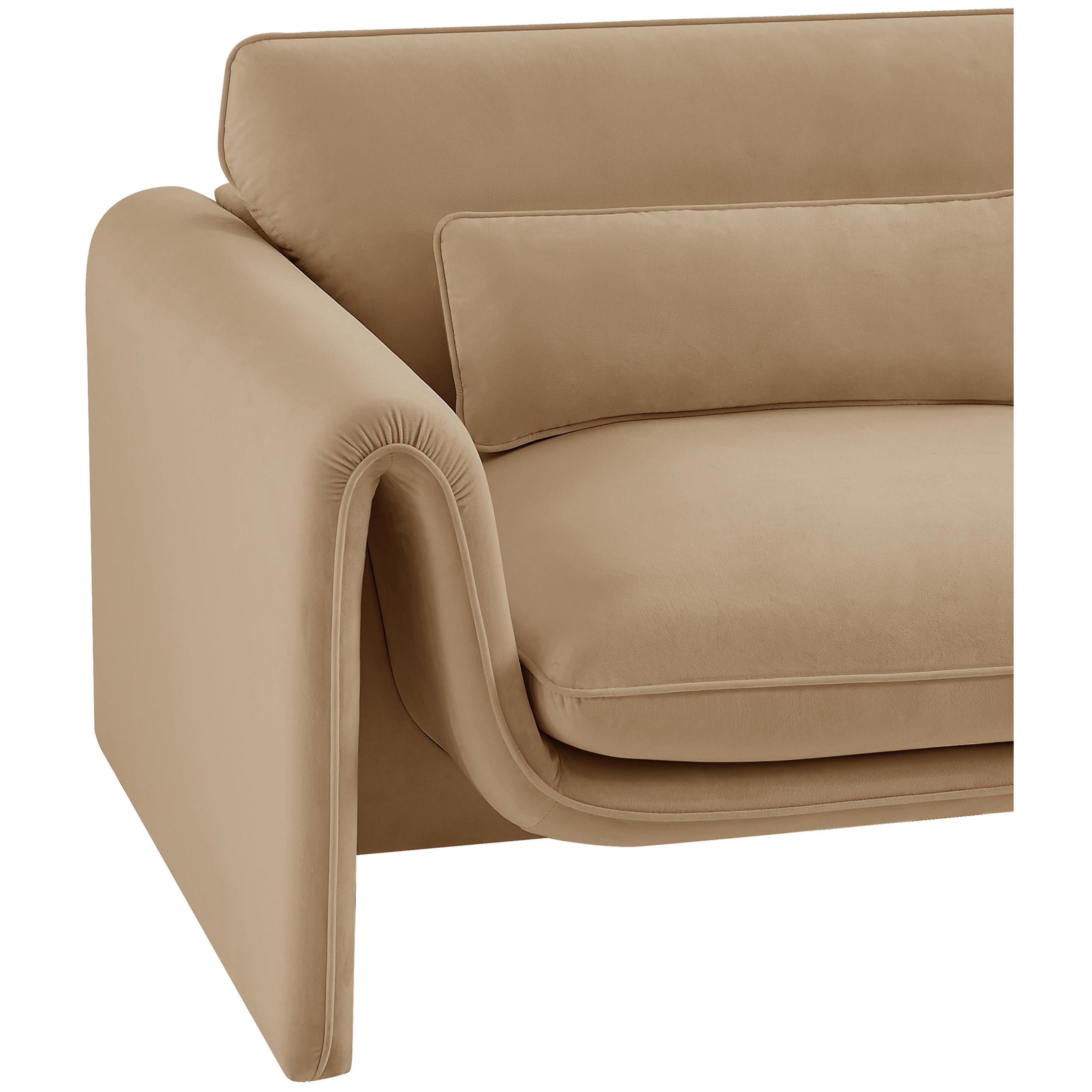 Meridian Sloan Camel Velvet Fabric Chair