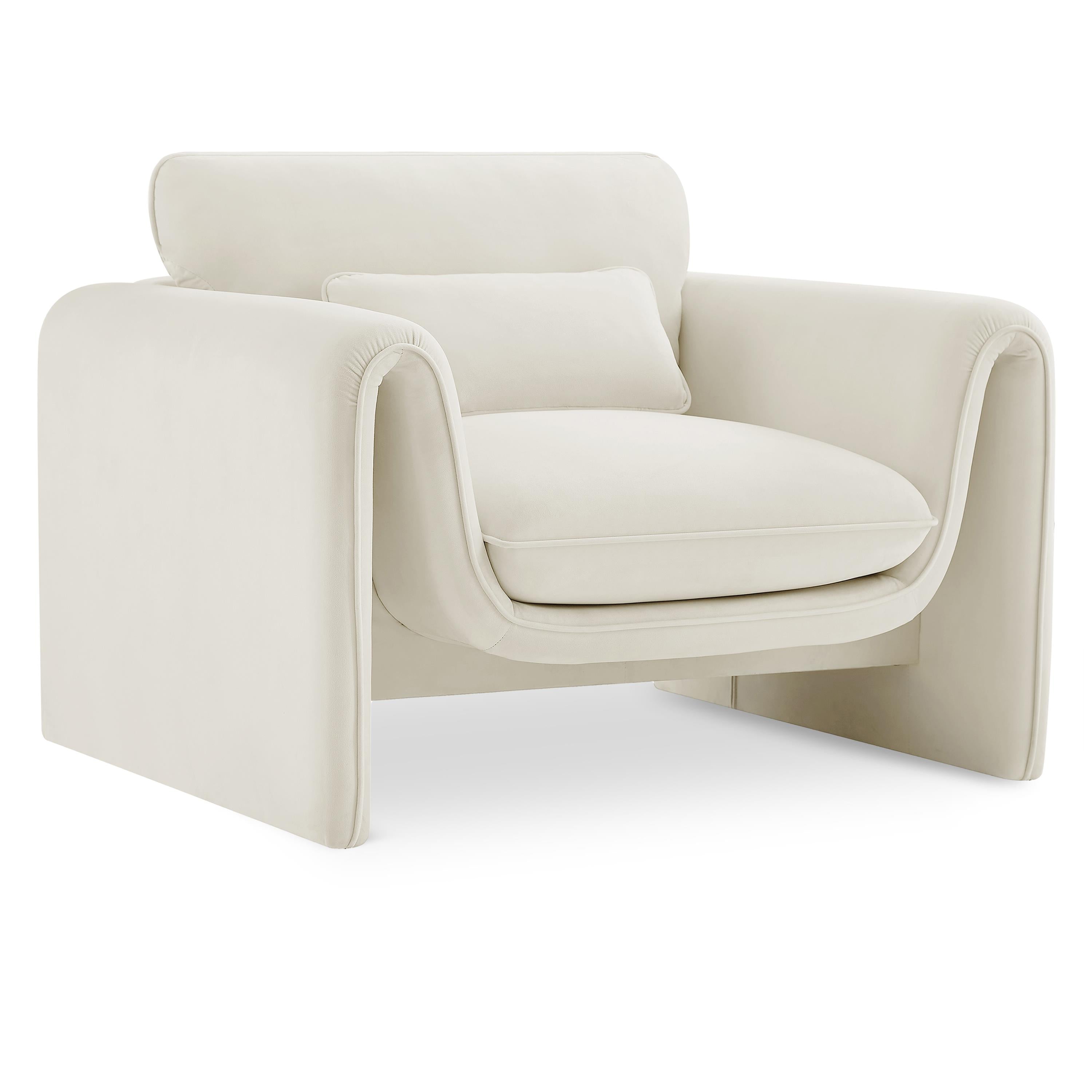 Meridian Sloan Cream Velvet Fabric Chair