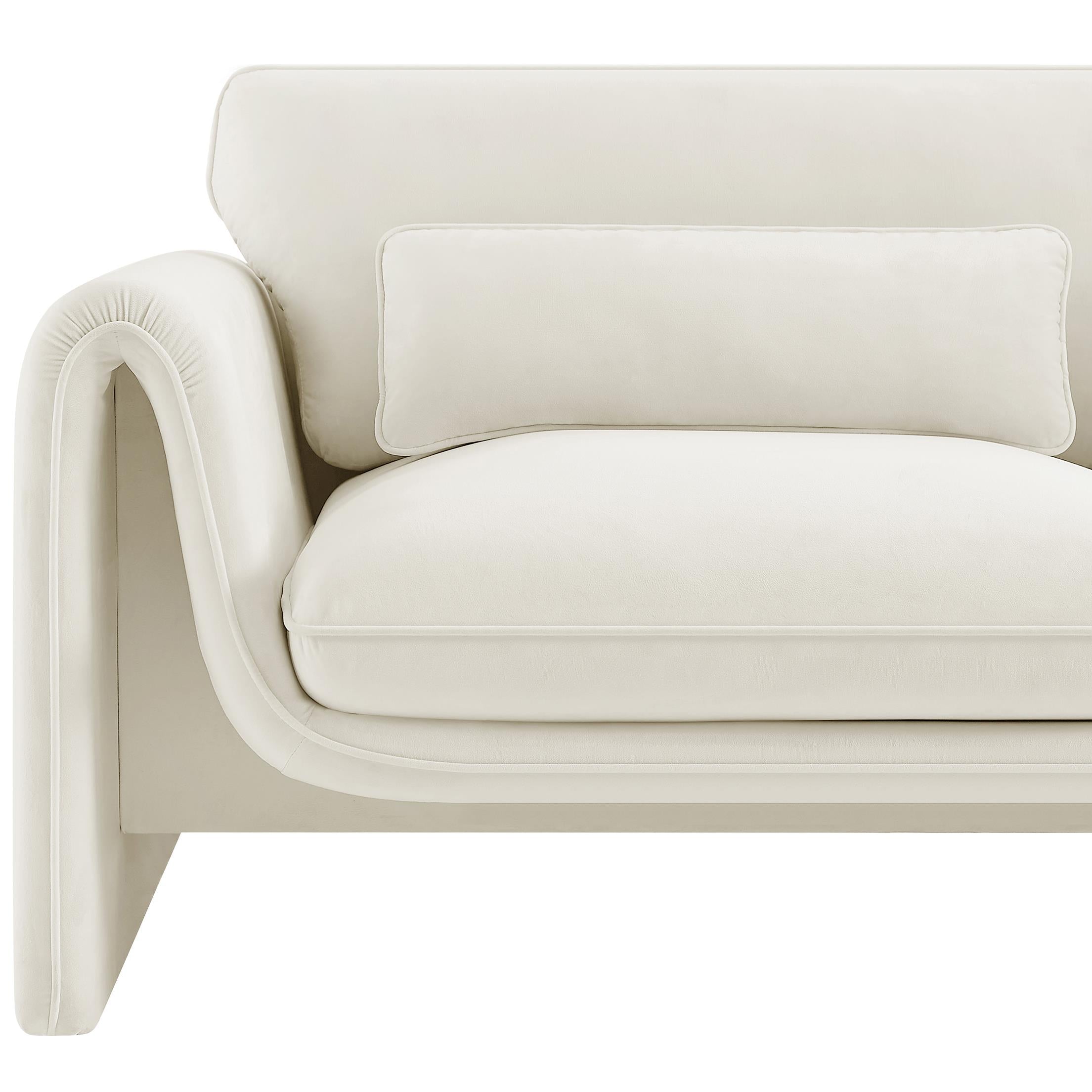 Meridian Sloan Cream Velvet Fabric Chair