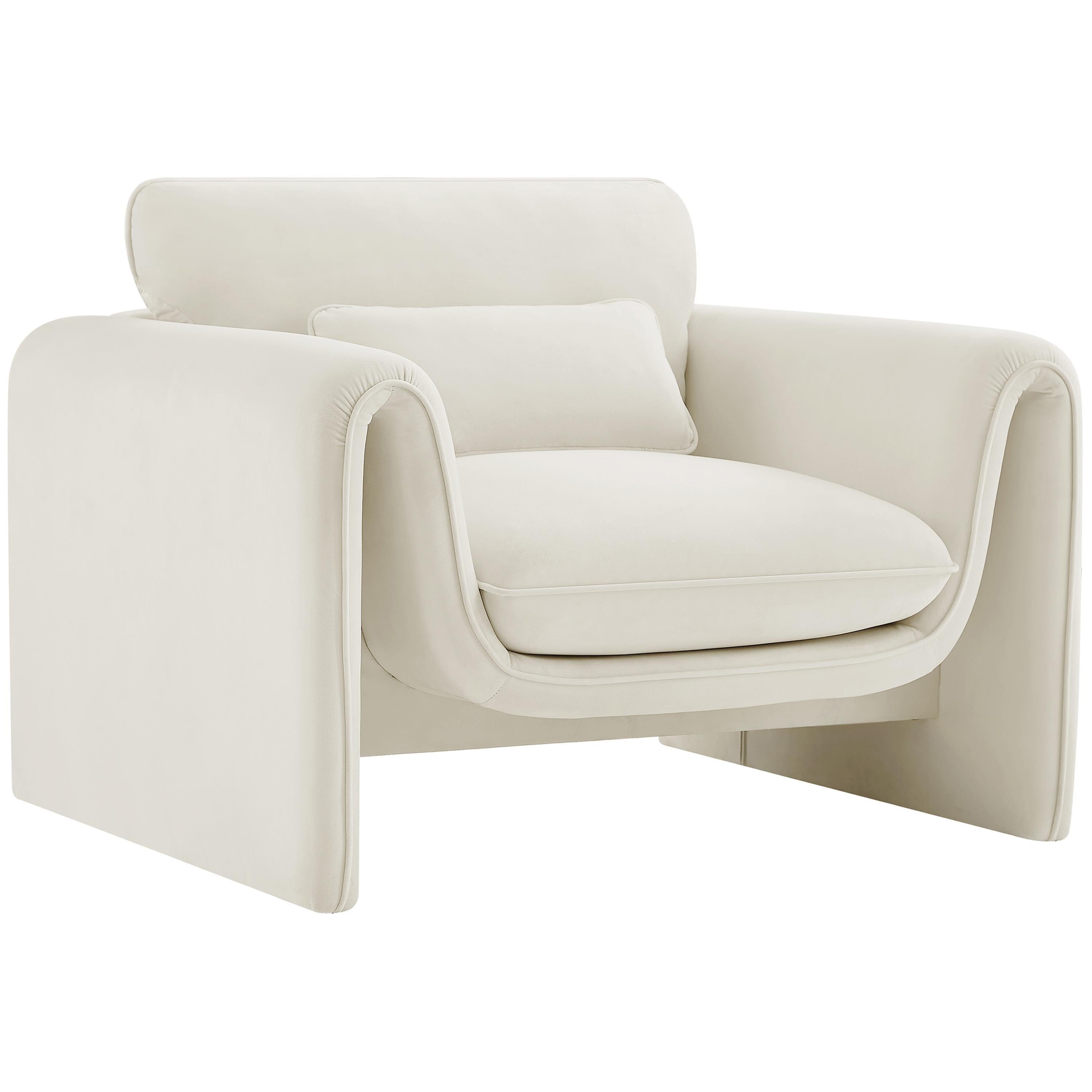 Meridian Sloan Cream Velvet Fabric Chair