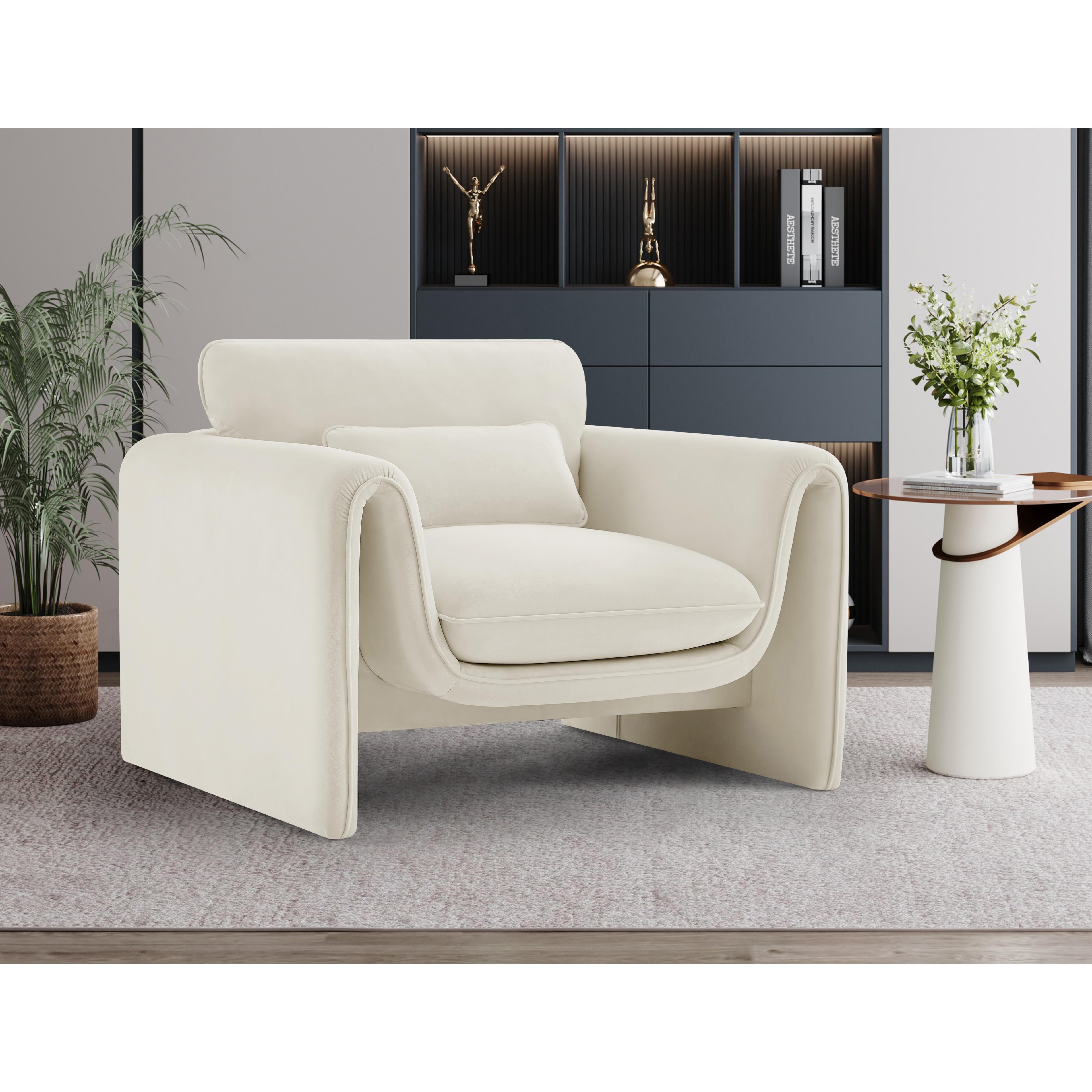 Meridian Sloan Cream Velvet Fabric Chair