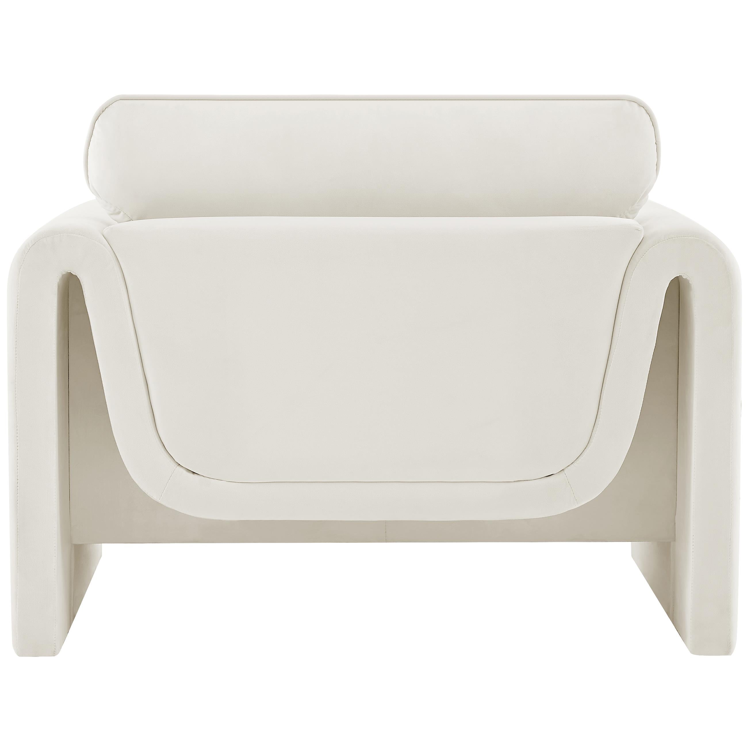 Meridian Sloan Cream Velvet Fabric Chair