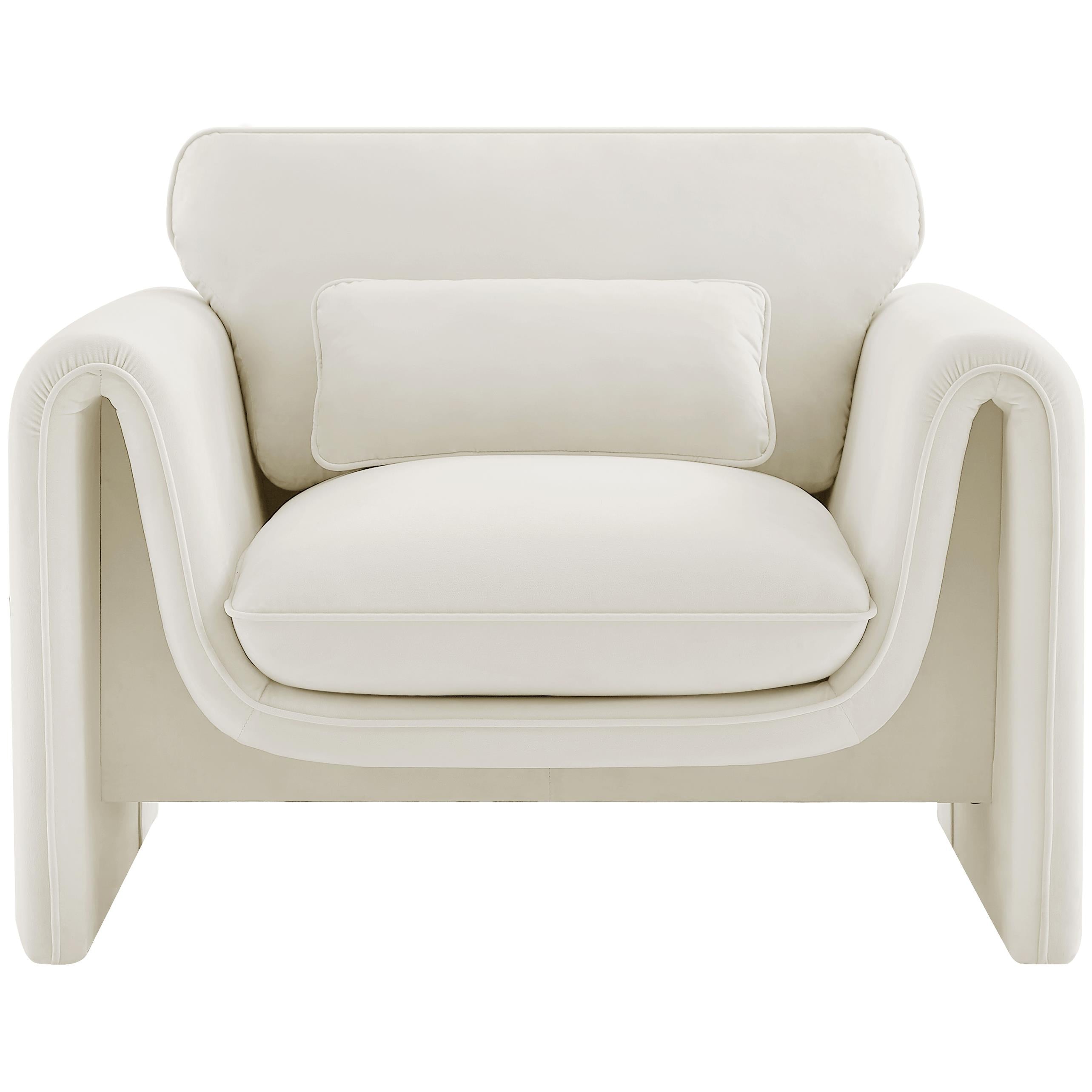 Meridian Sloan Cream Velvet Fabric Chair