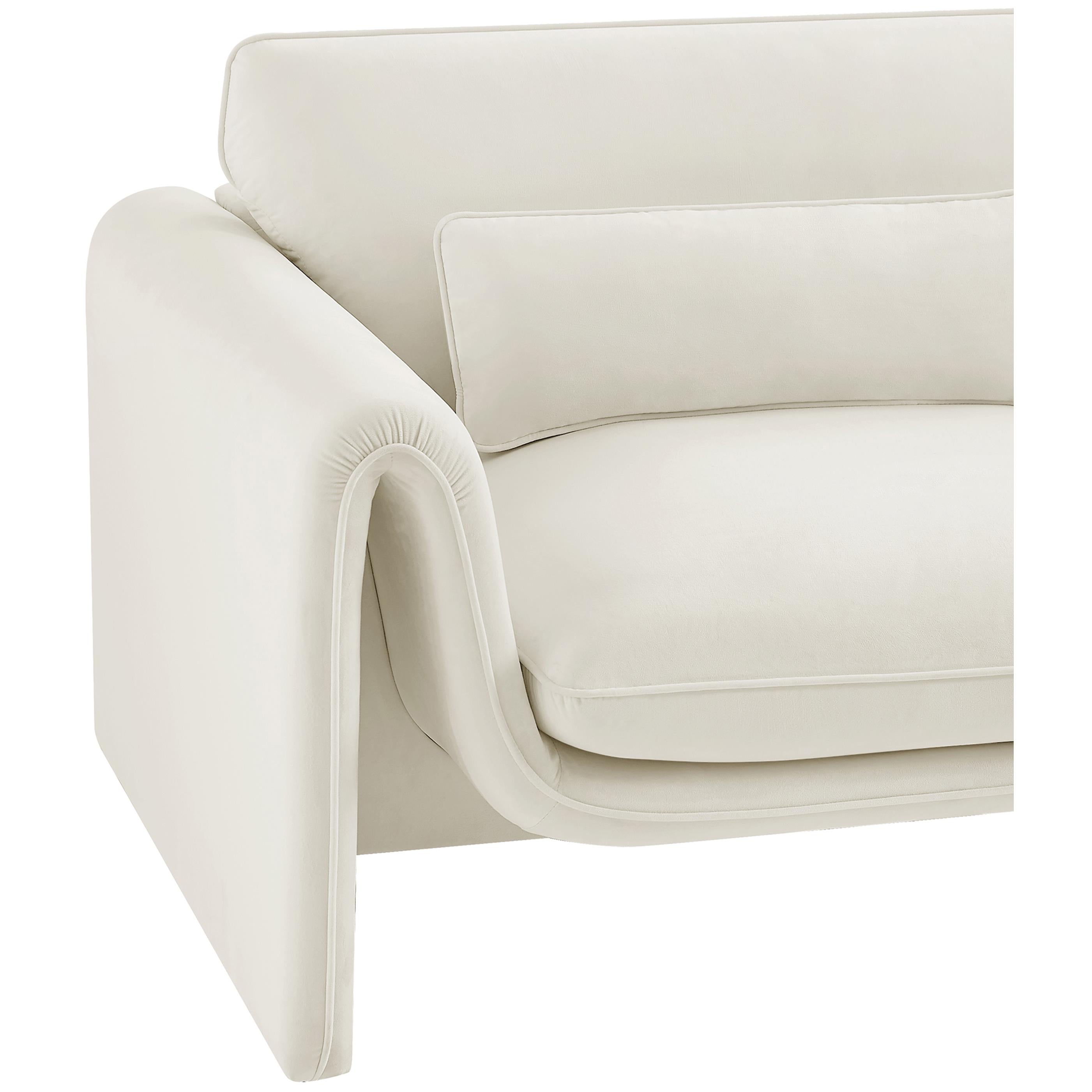 Meridian Sloan Cream Velvet Fabric Chair