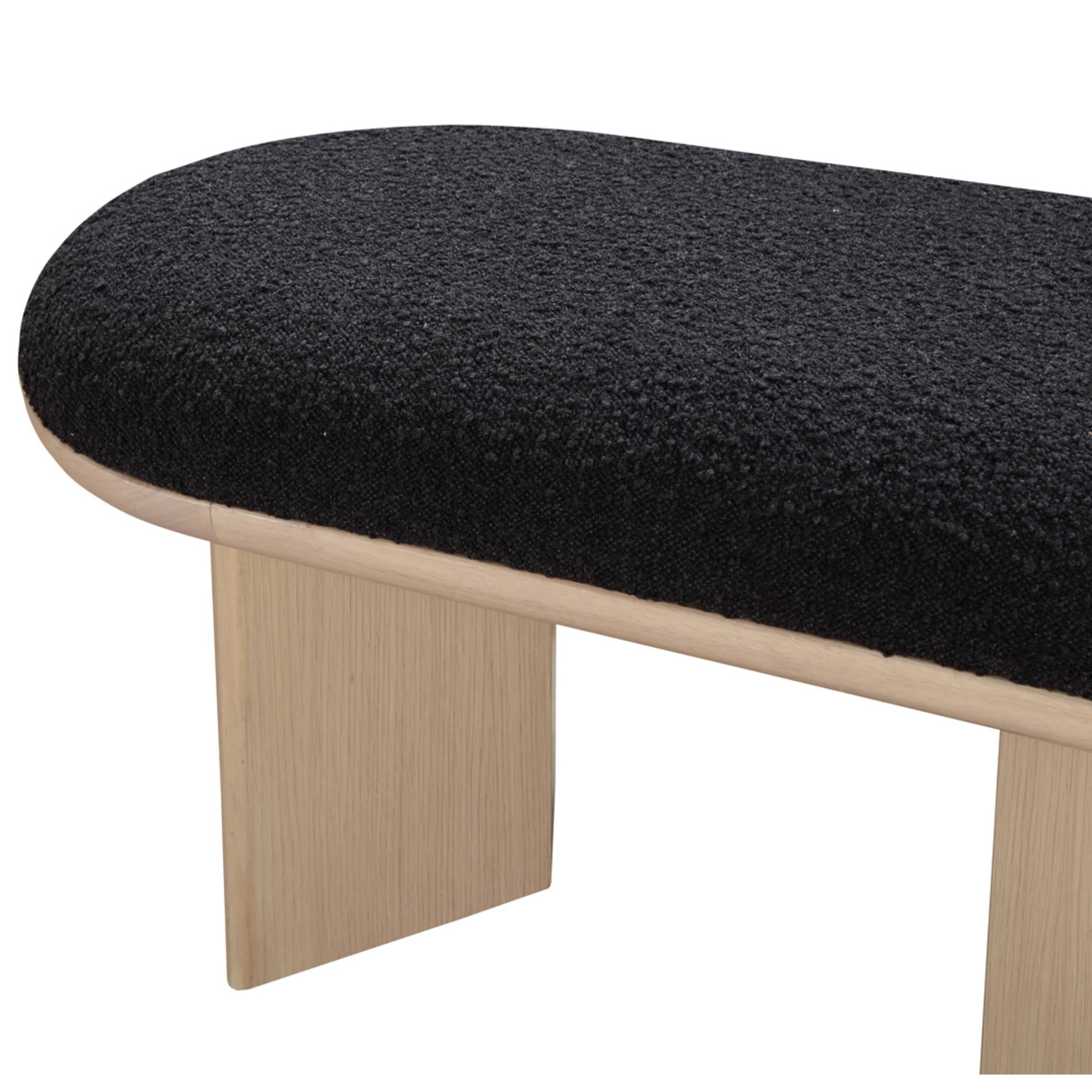 Meridian Wilshire Black Boucle Fabric Bench