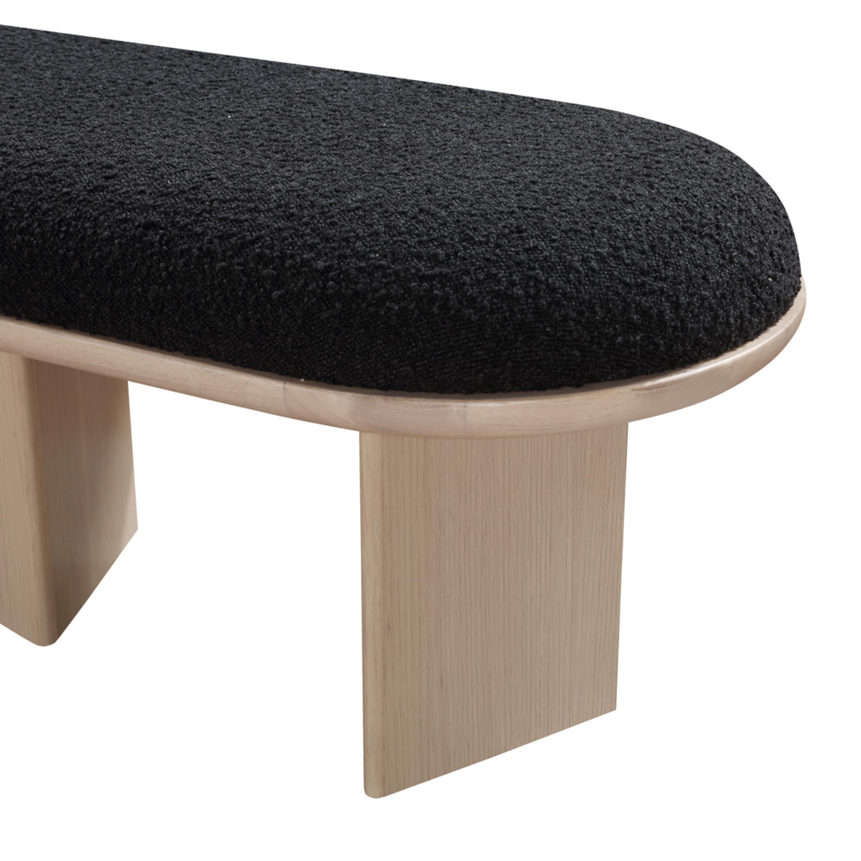 Meridian Wilshire Black Boucle Fabric Bench