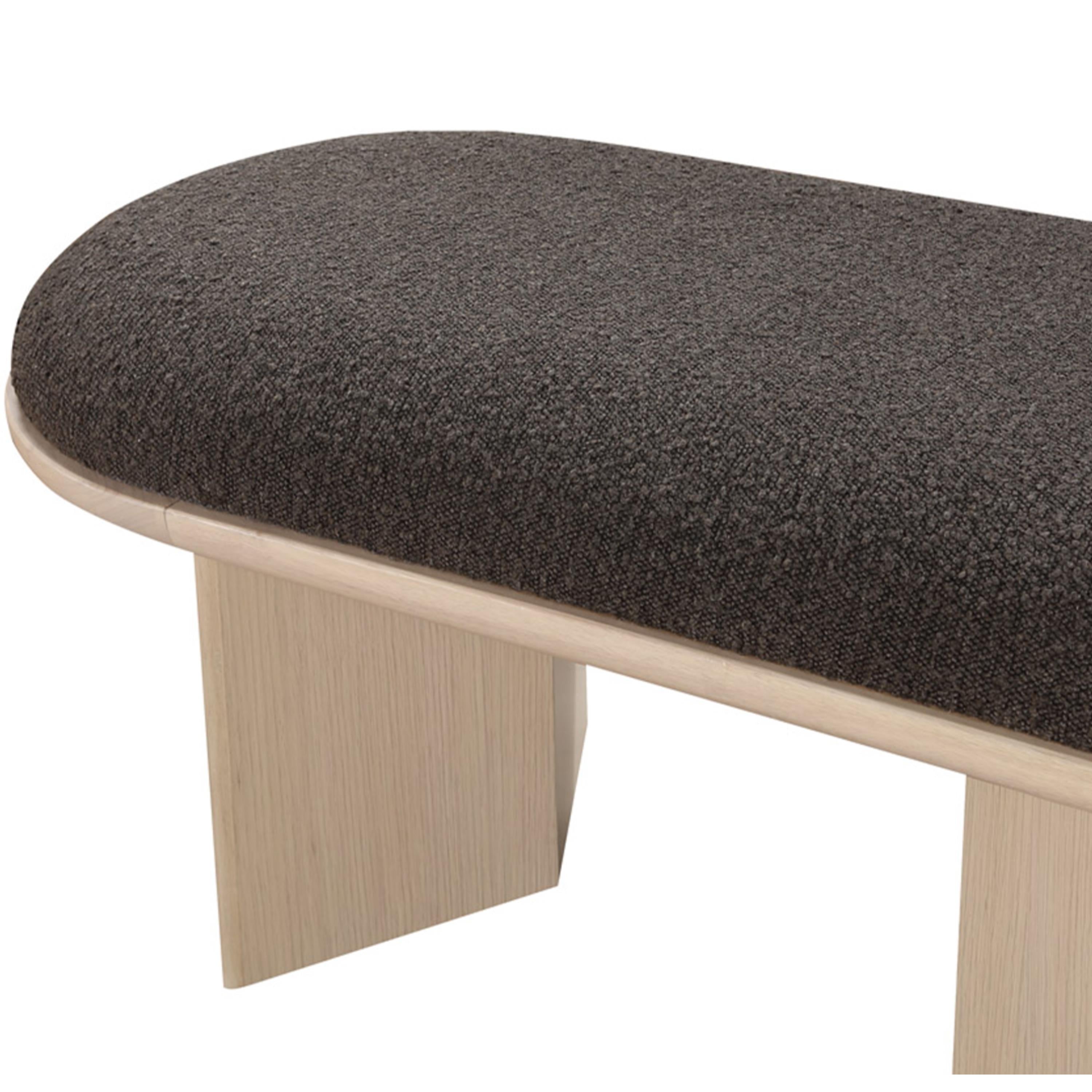 Meridian Wilshire Brown Boucle Fabric Bench